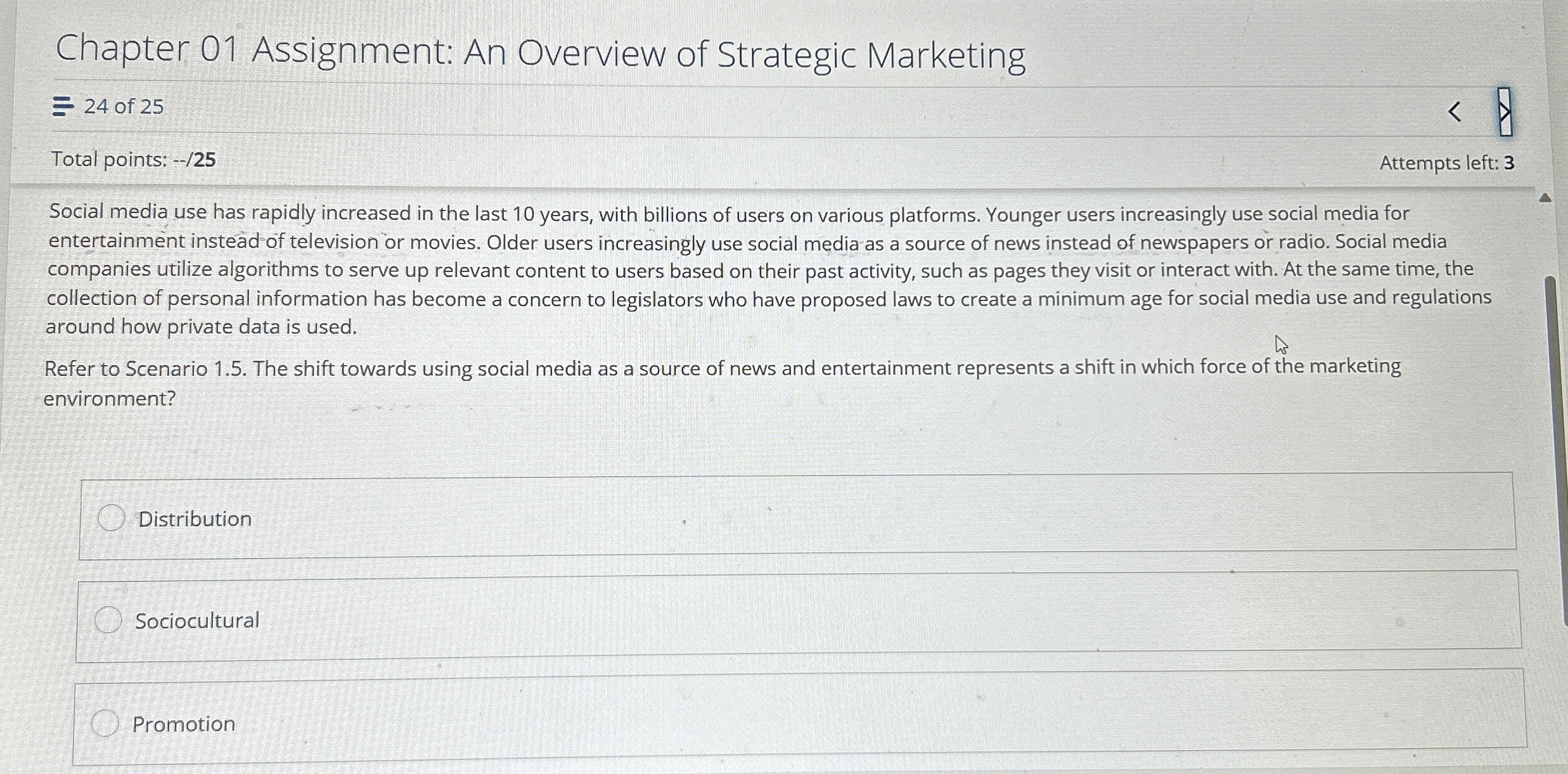  Chapter 01 Assignment: An Overview of Strategic Marketing 24 of 25
