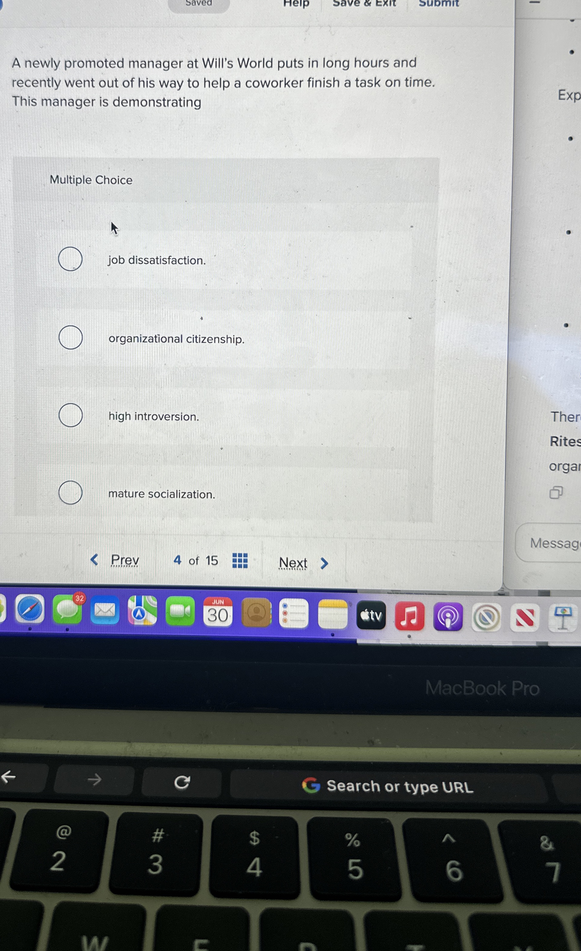  Saved Save &: ExIt Submit A newly promoted manager at Will's