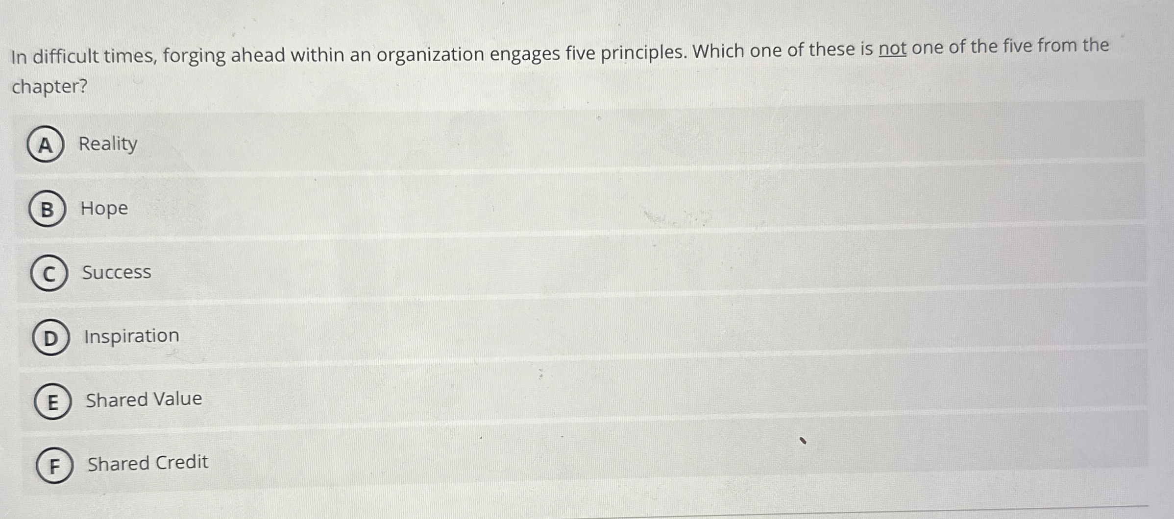  In difficult times, forging ahead within an organization engages five principles.