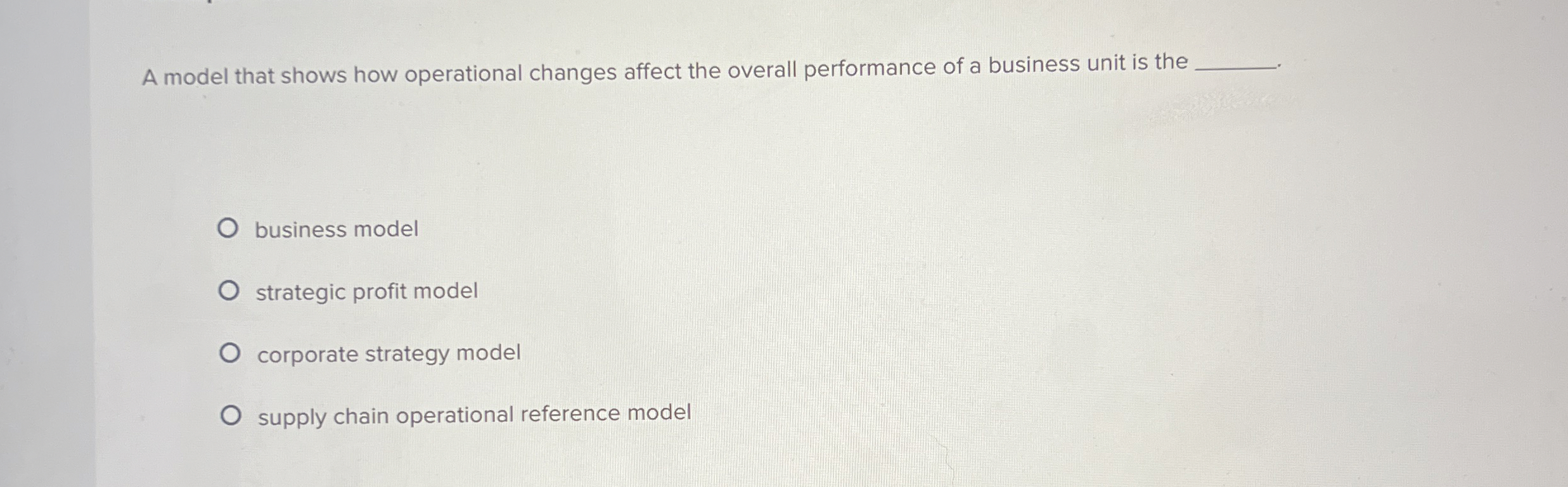  A model that shows how operational changes affect the overall performance
