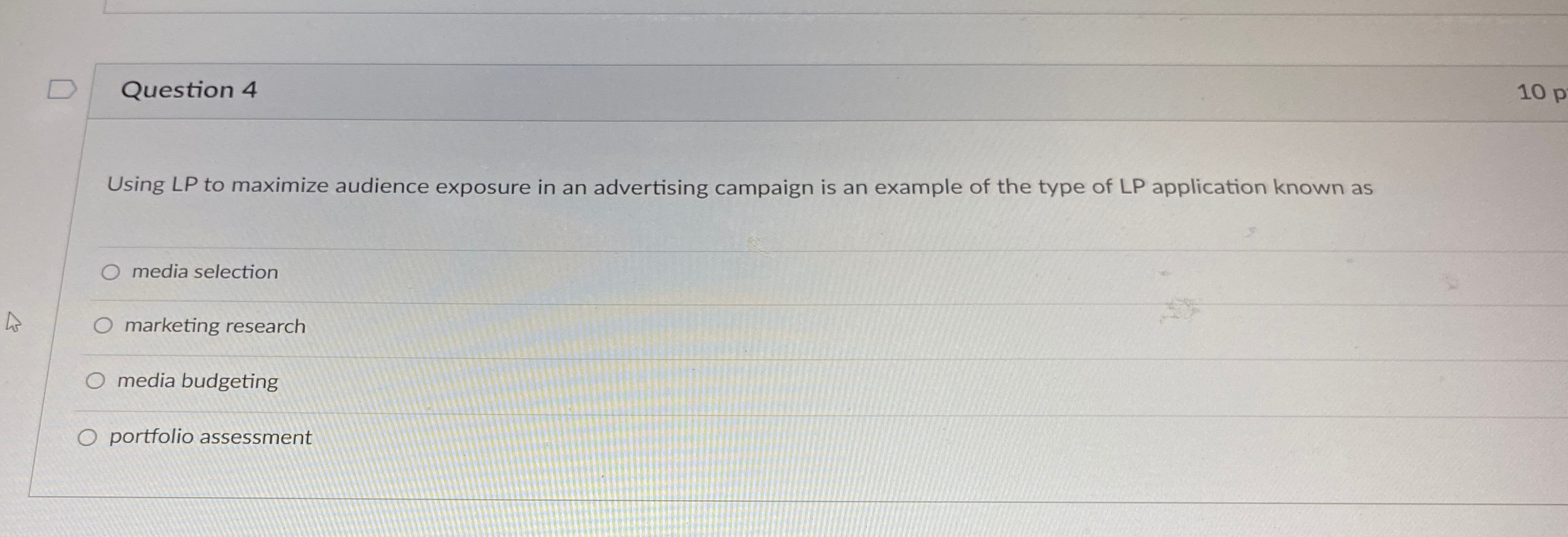  Question 4 Using LP to maximize audience exposure in an advertising