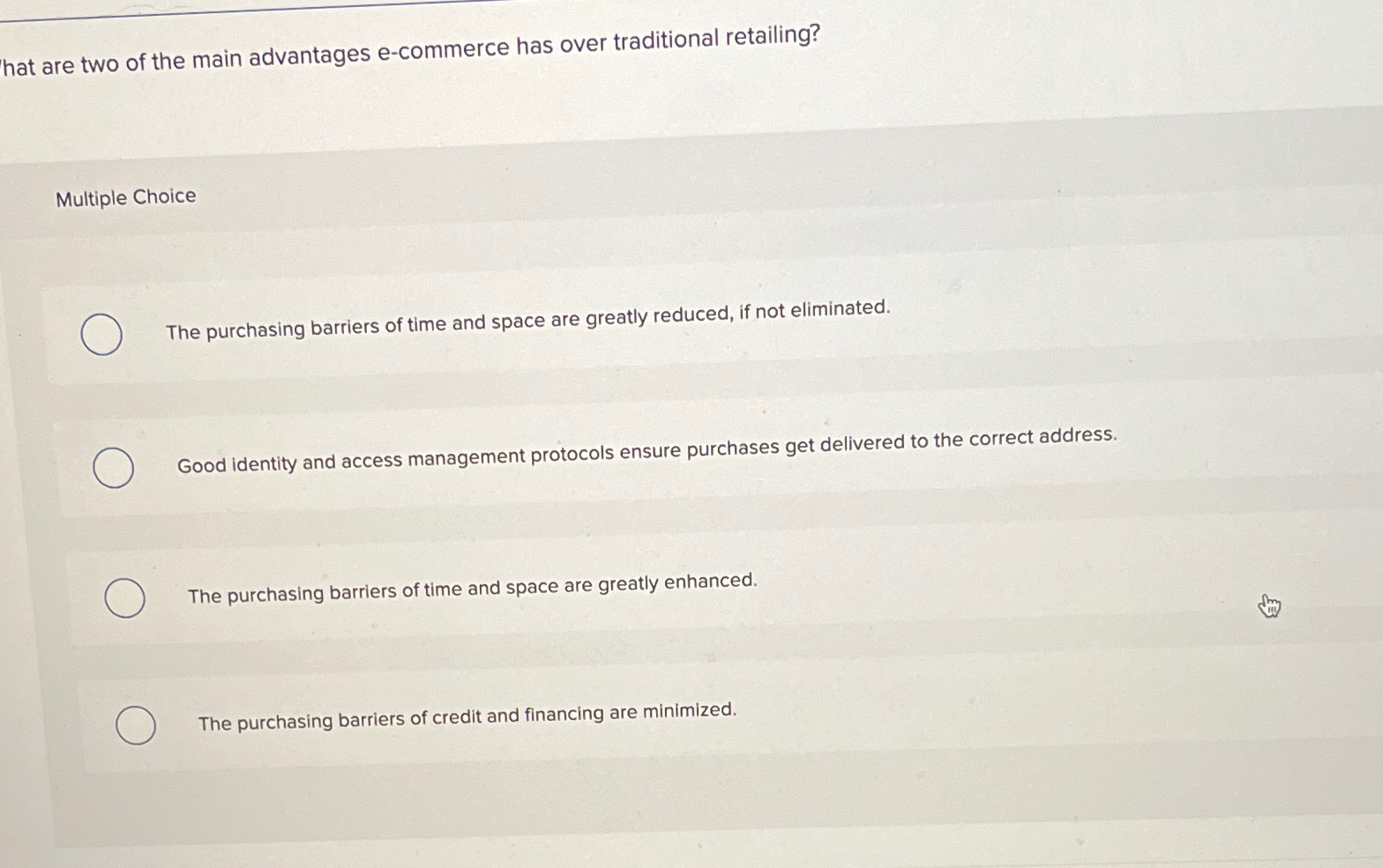  hat are two of the main advantages e-commerce has over traditional