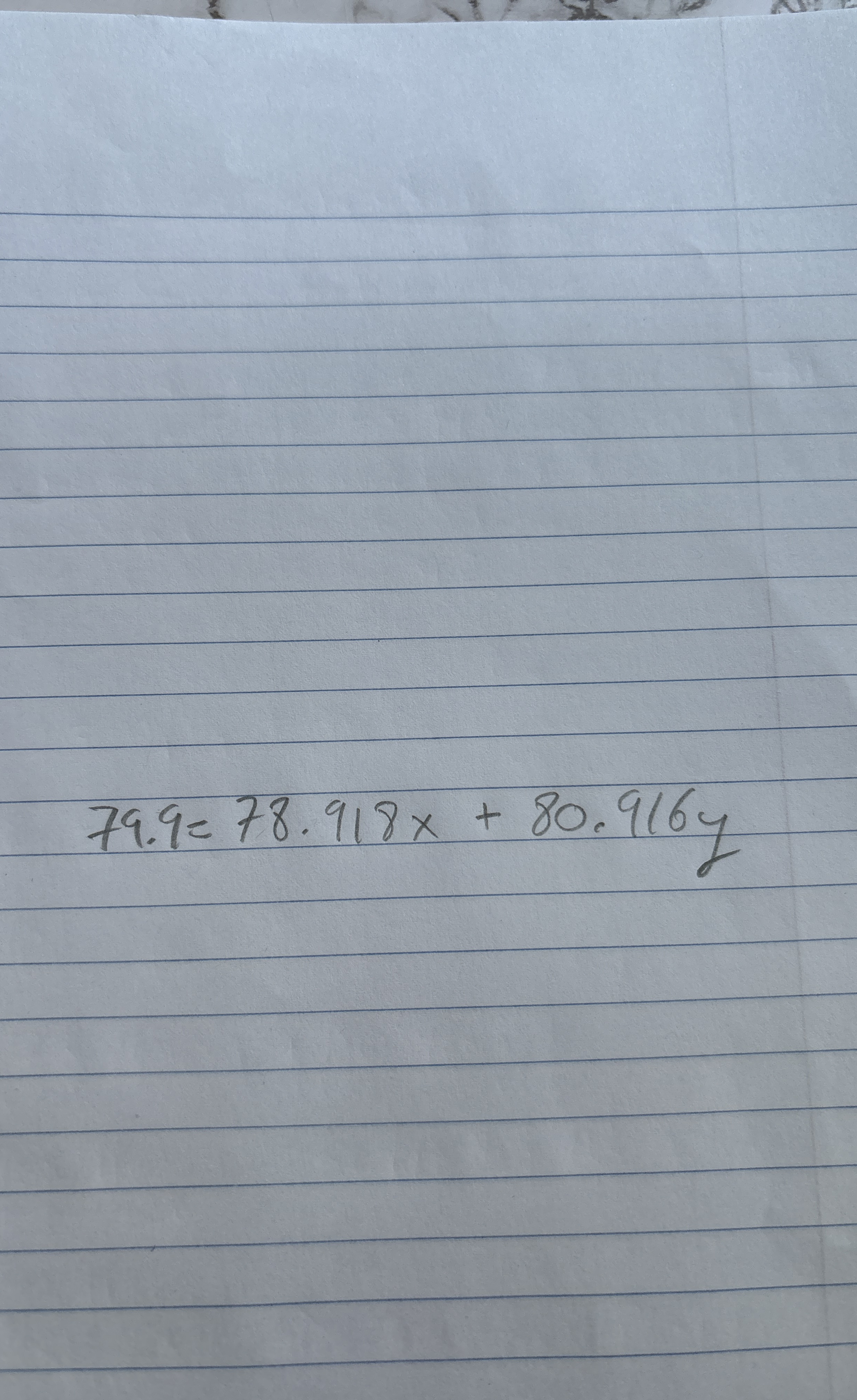  79.9=78.918x+80.916y 
