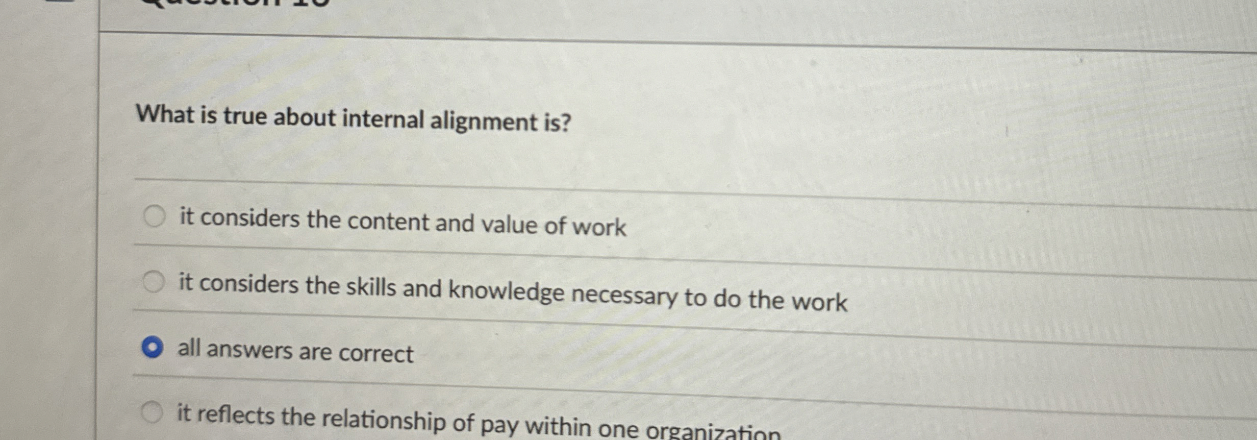  What is true about internal alignment is? it considers the content