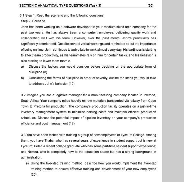  SECTION C ANALYTICAL TYPE QUESTIONS (Task 3) (50) 3.1 Step 1: