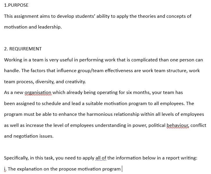  1.PURPOSE This assignment aims to develop students' ability to apply the