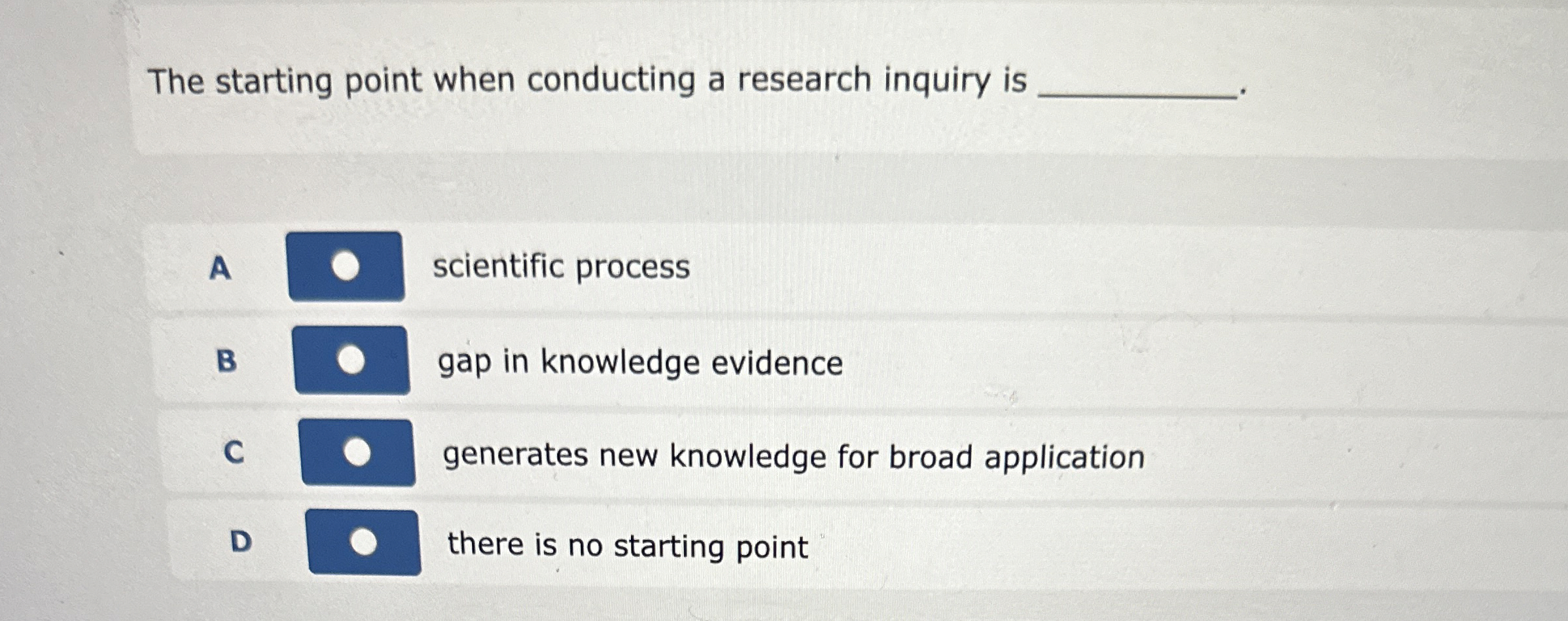  The starting point when conducting a research inquiry is A scientific