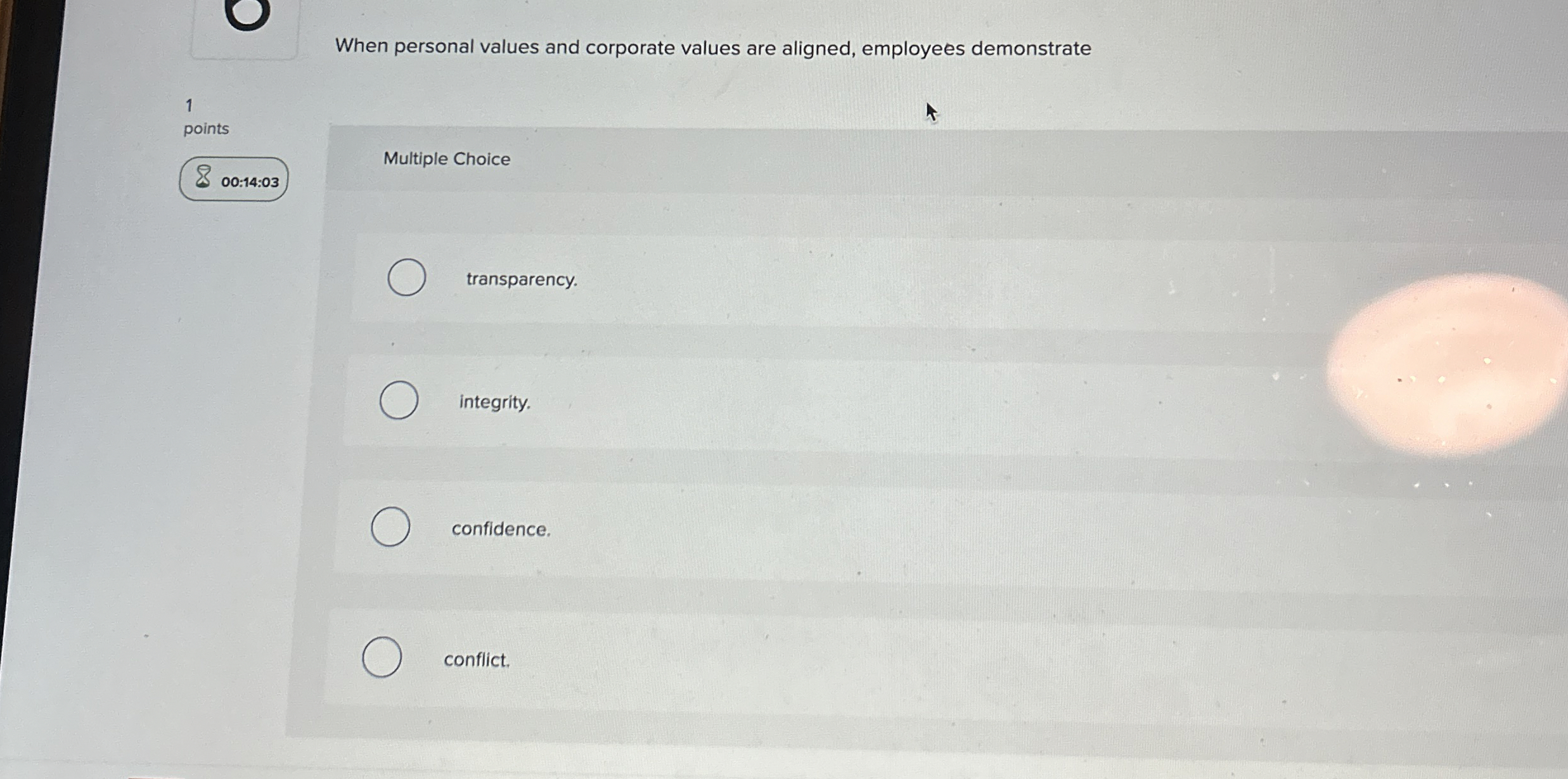  When personal values and corporate values are aligned, employees demonstrate 1
