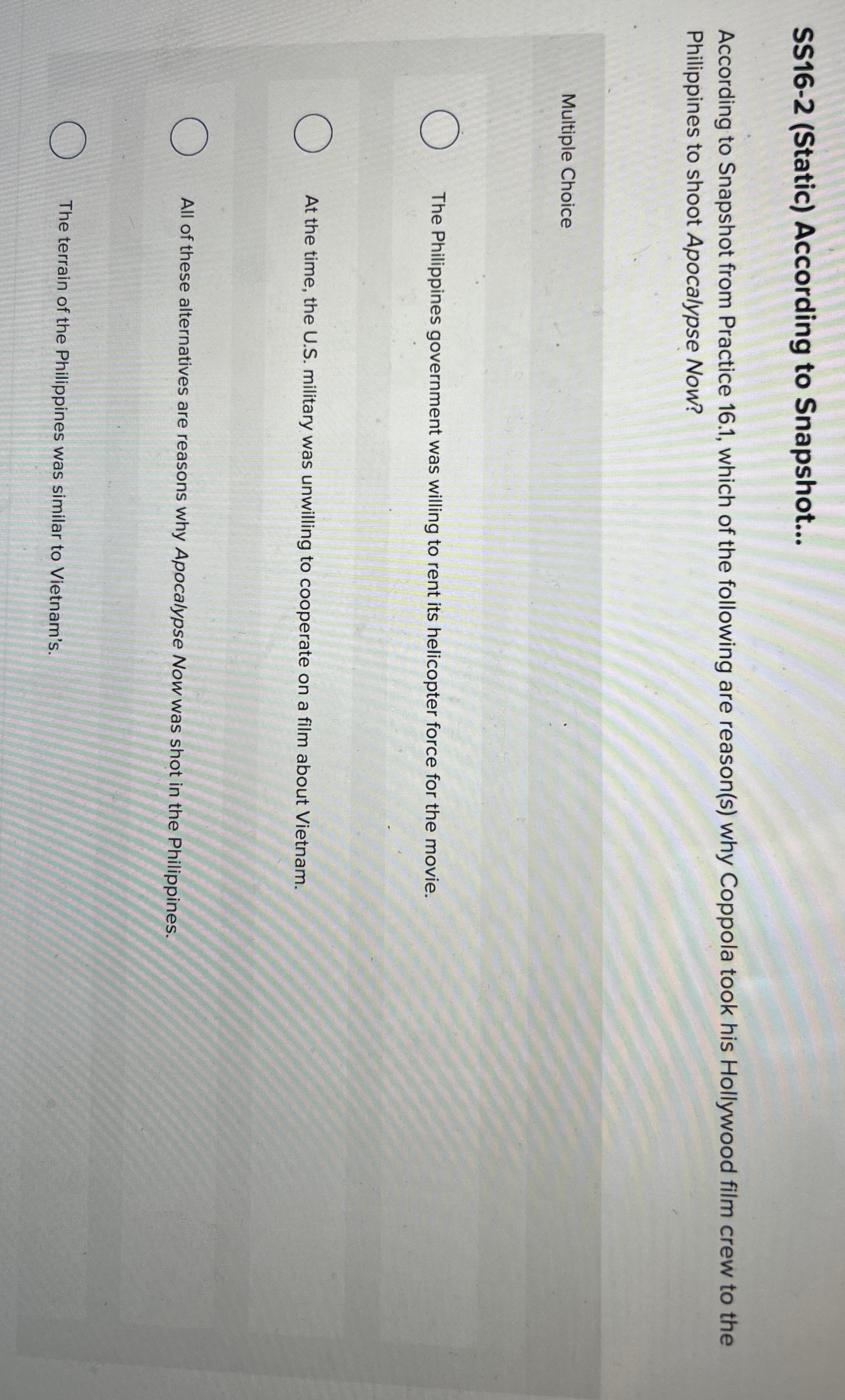  SS16-2(Static) According to Snapshot... According to Snapshot from Practice 16.1, which