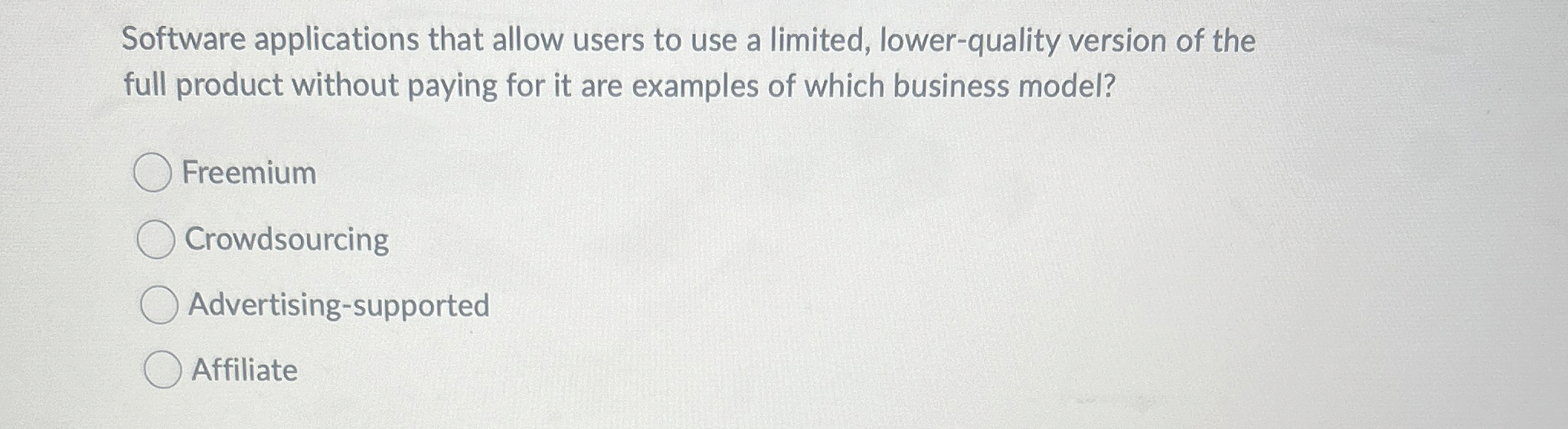  Software applications that allow users to use a limited, lower-quality version
