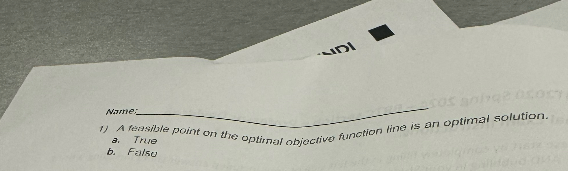  Name: q,1) A feasible point on the optimal objective function line