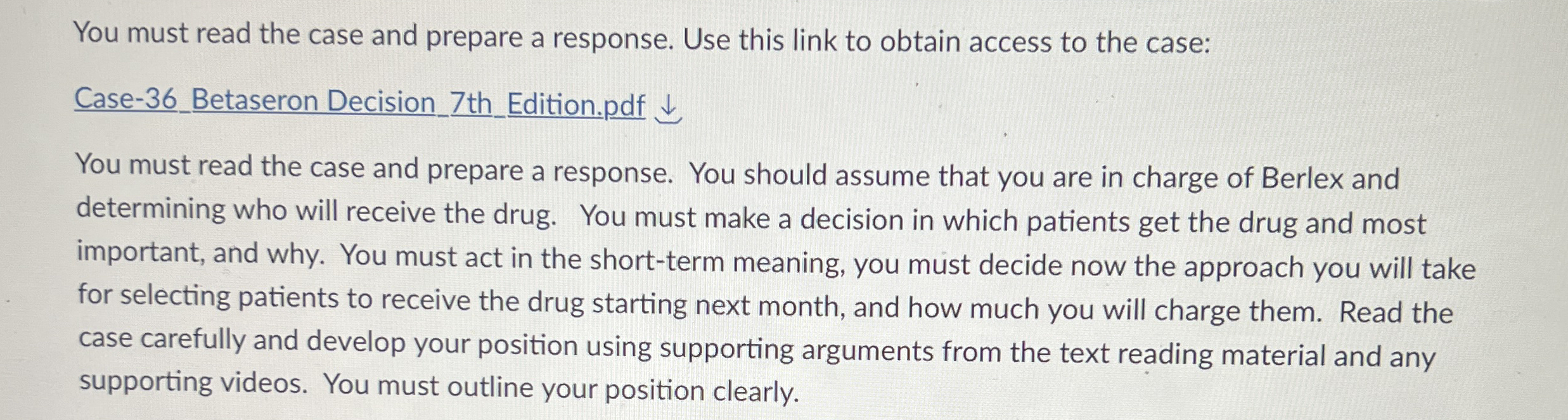  You must read the case and prepare a response. Use this