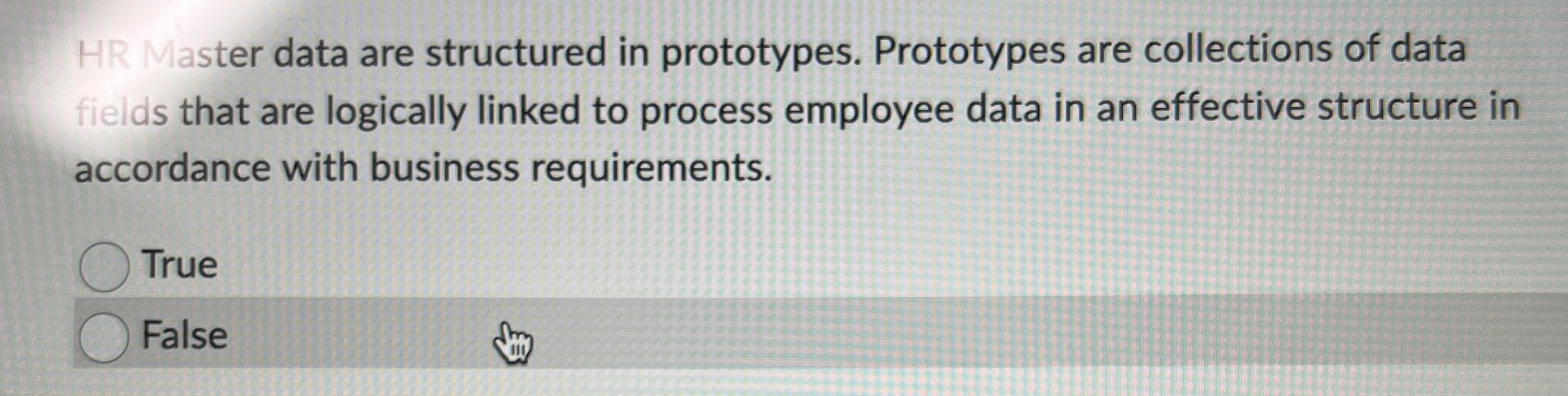  HR Master data are structured in prototypes. Prototypes are collections of