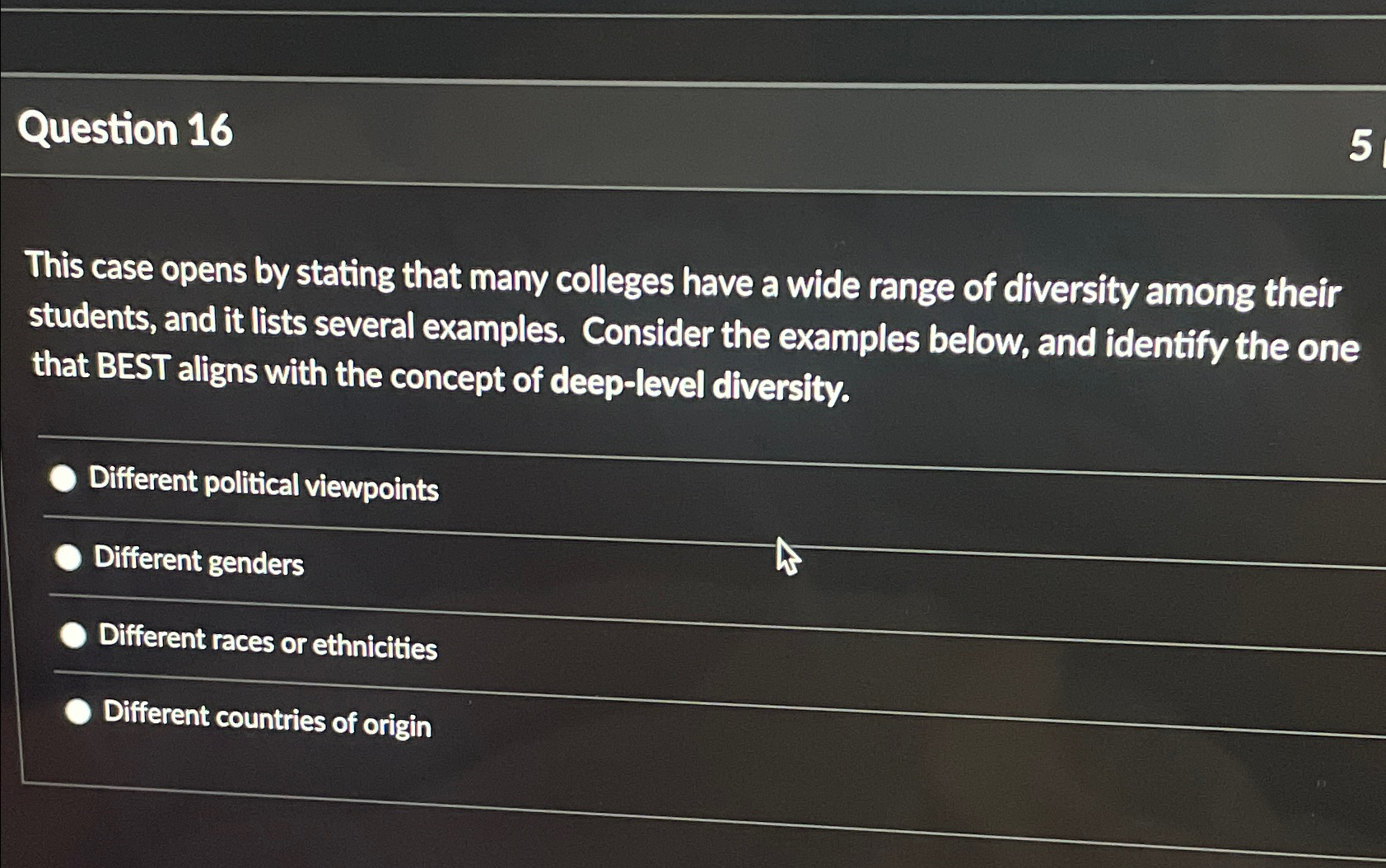 Question 16 This case opens by stating that many colleges have