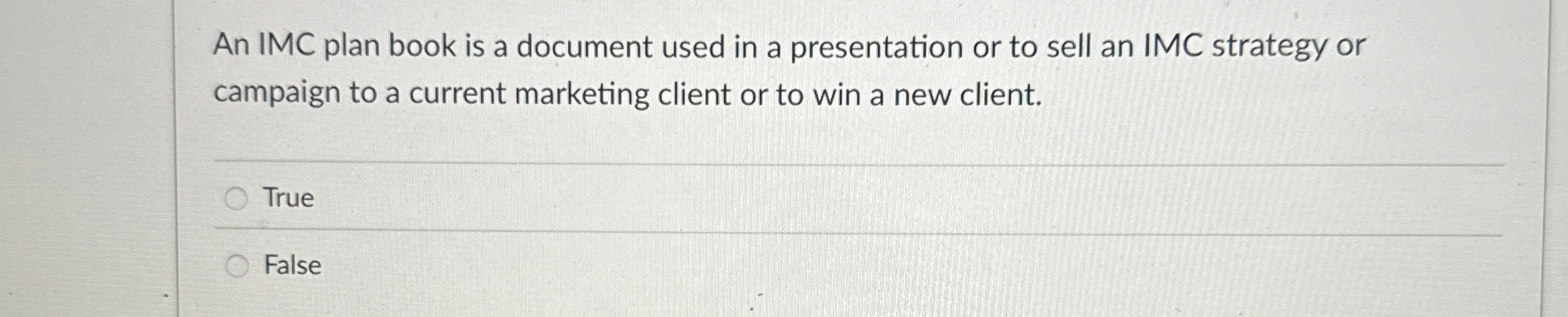  An IMC plan book is a document used in a presentation