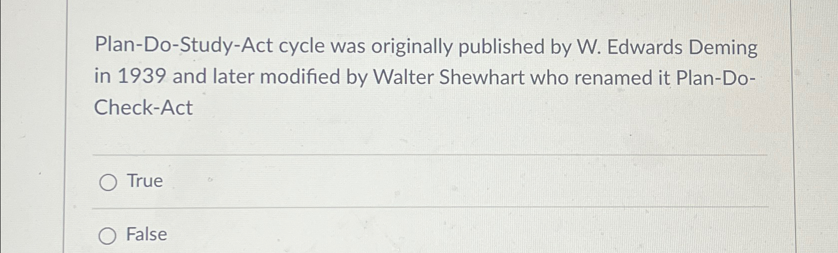  Plan-Do-Study-Act cycle was originally published by W. Edwards Deming in 1939