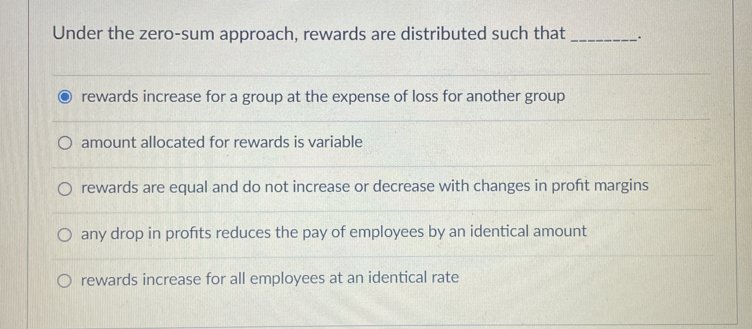  Under the zero-sum approach, rewards are distributed such that q, rewards