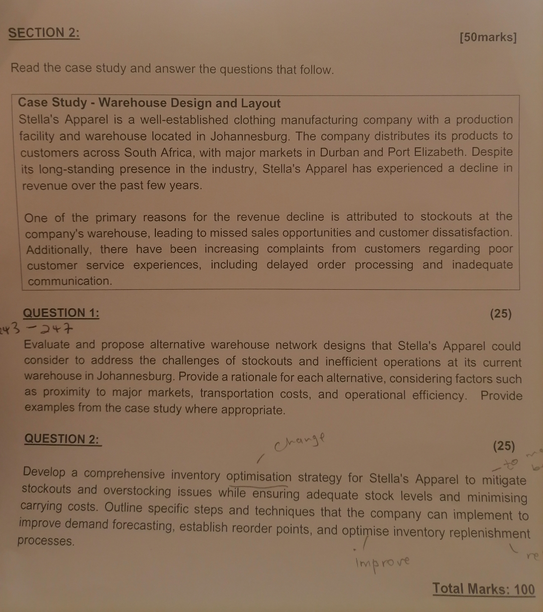  SECTION 2: [50marks] Read the case study and answer the questions