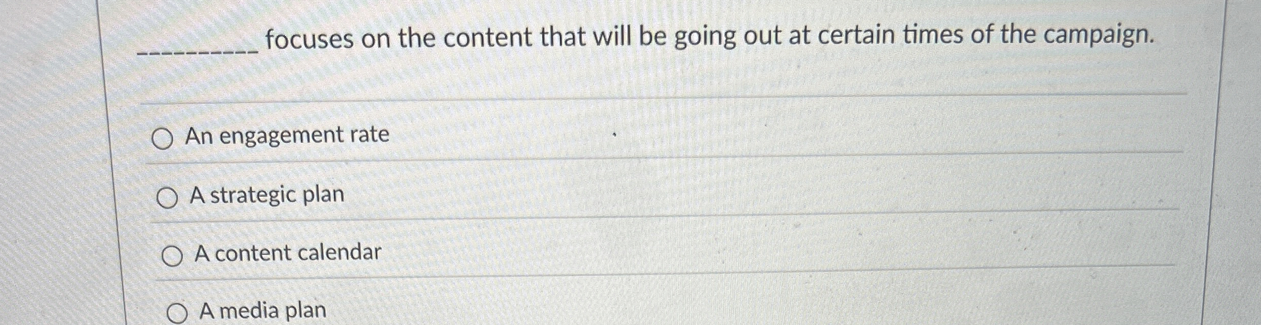  focuses on the content that will be going out at certain