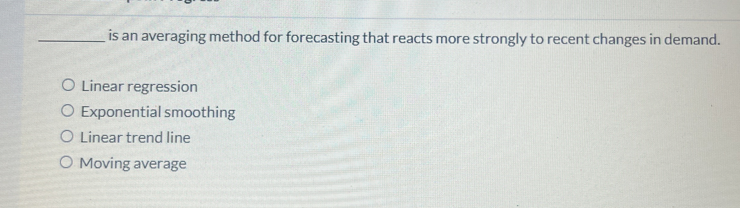  q, is an averaging method for forecasting that reacts more strongly