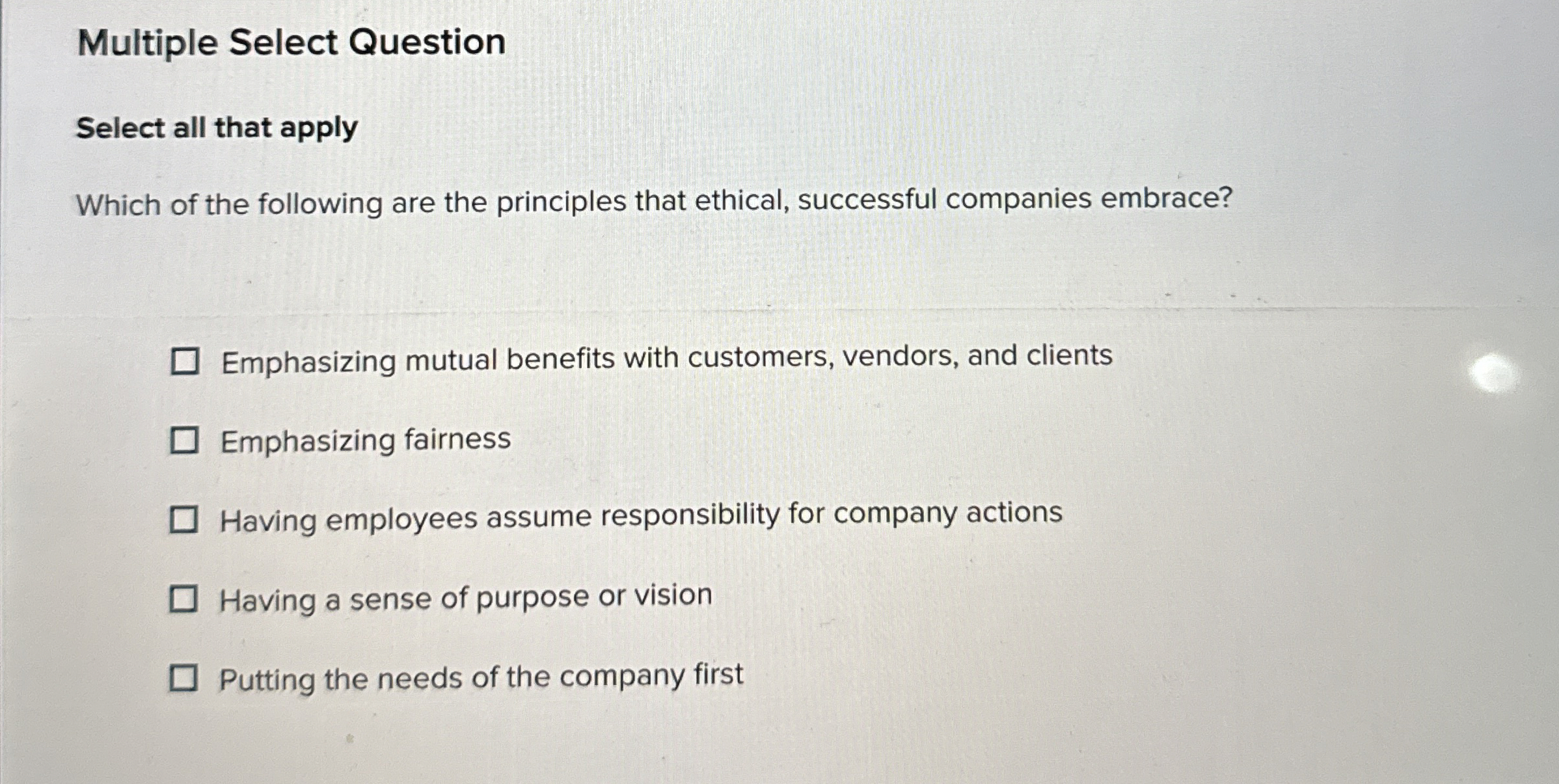  Multiple Select Question Select all that apply Which of the following