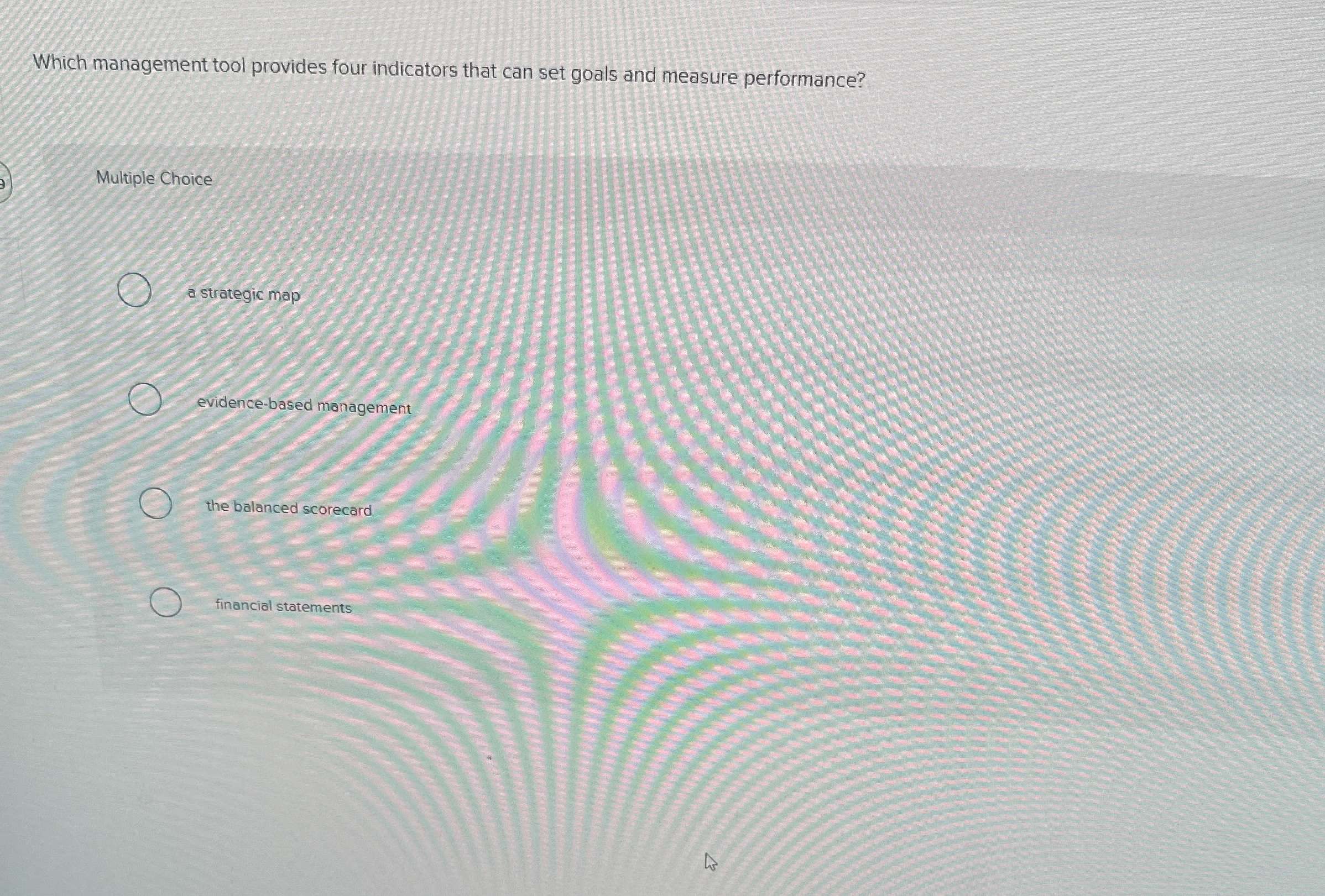  Which management tool provides four indicators that can set goals and