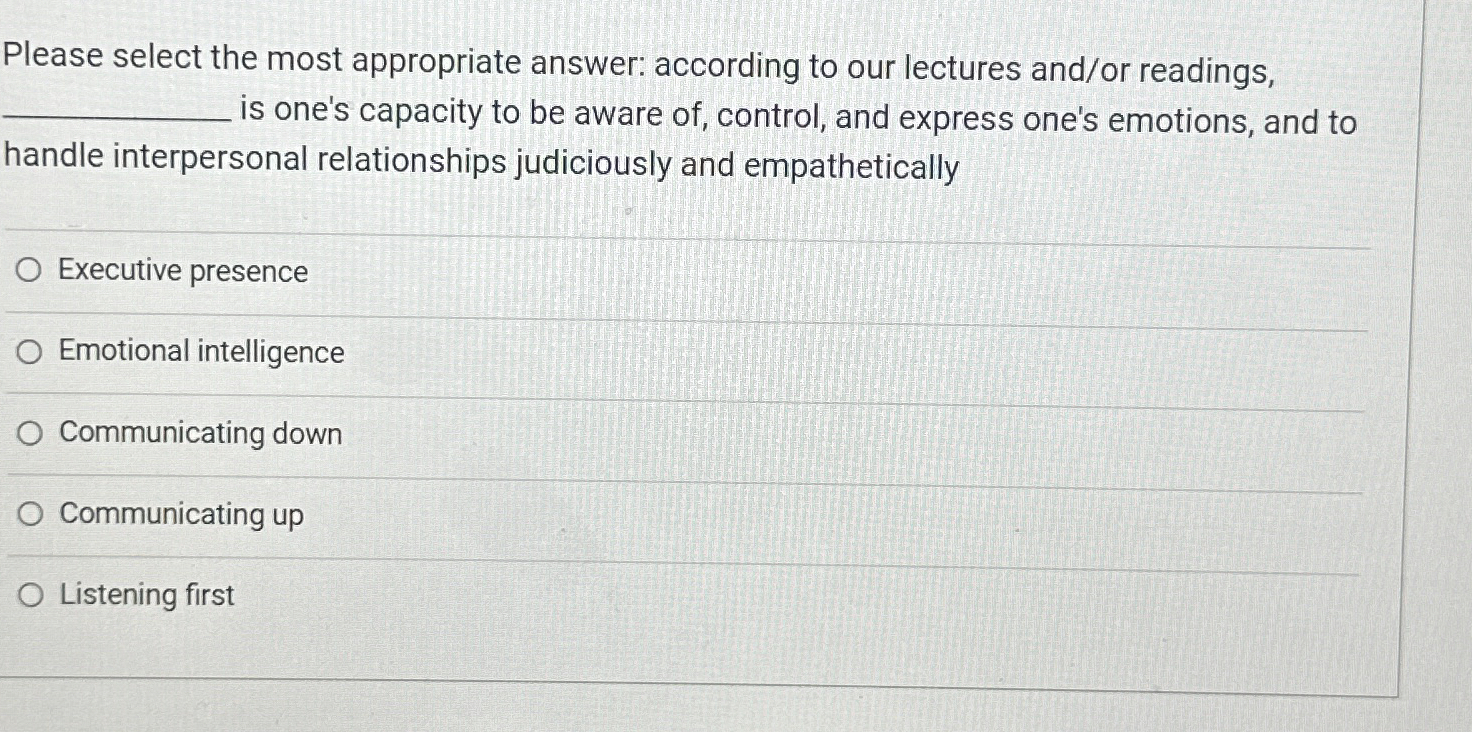  Please select the most appropriate answer: according to our lectures and/or