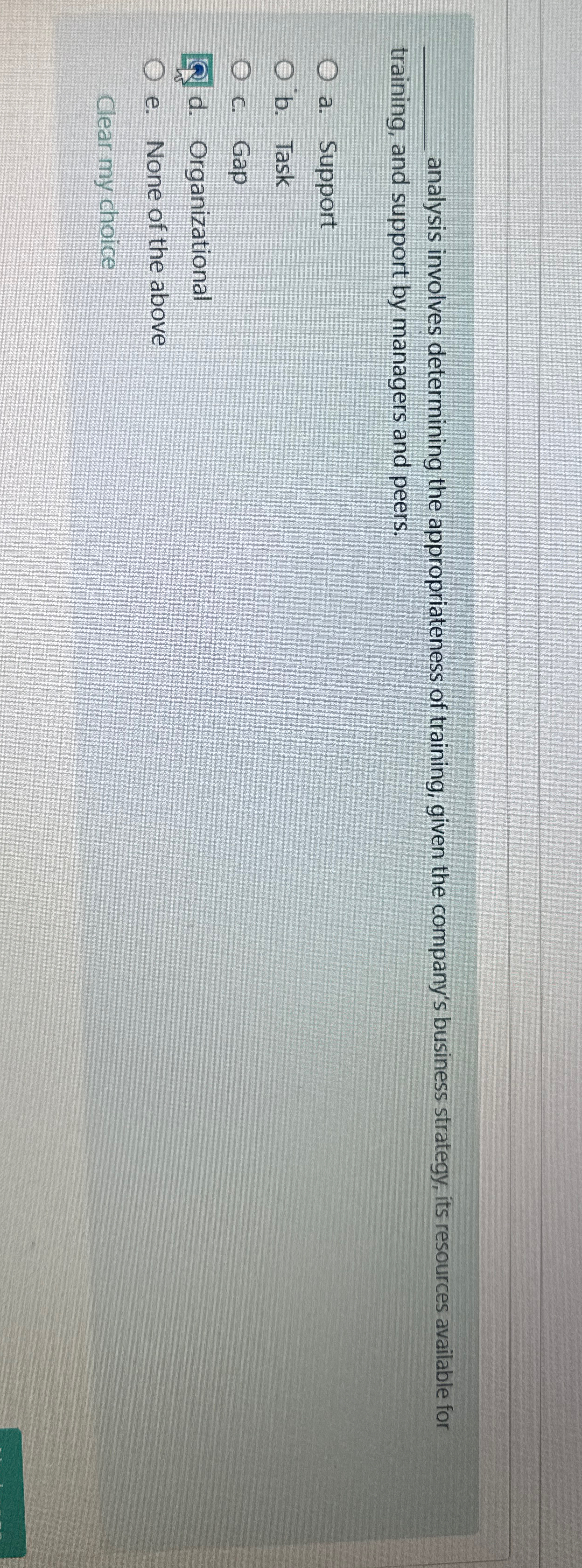  q, analysis involves determining the appropriateness of training, given the company's