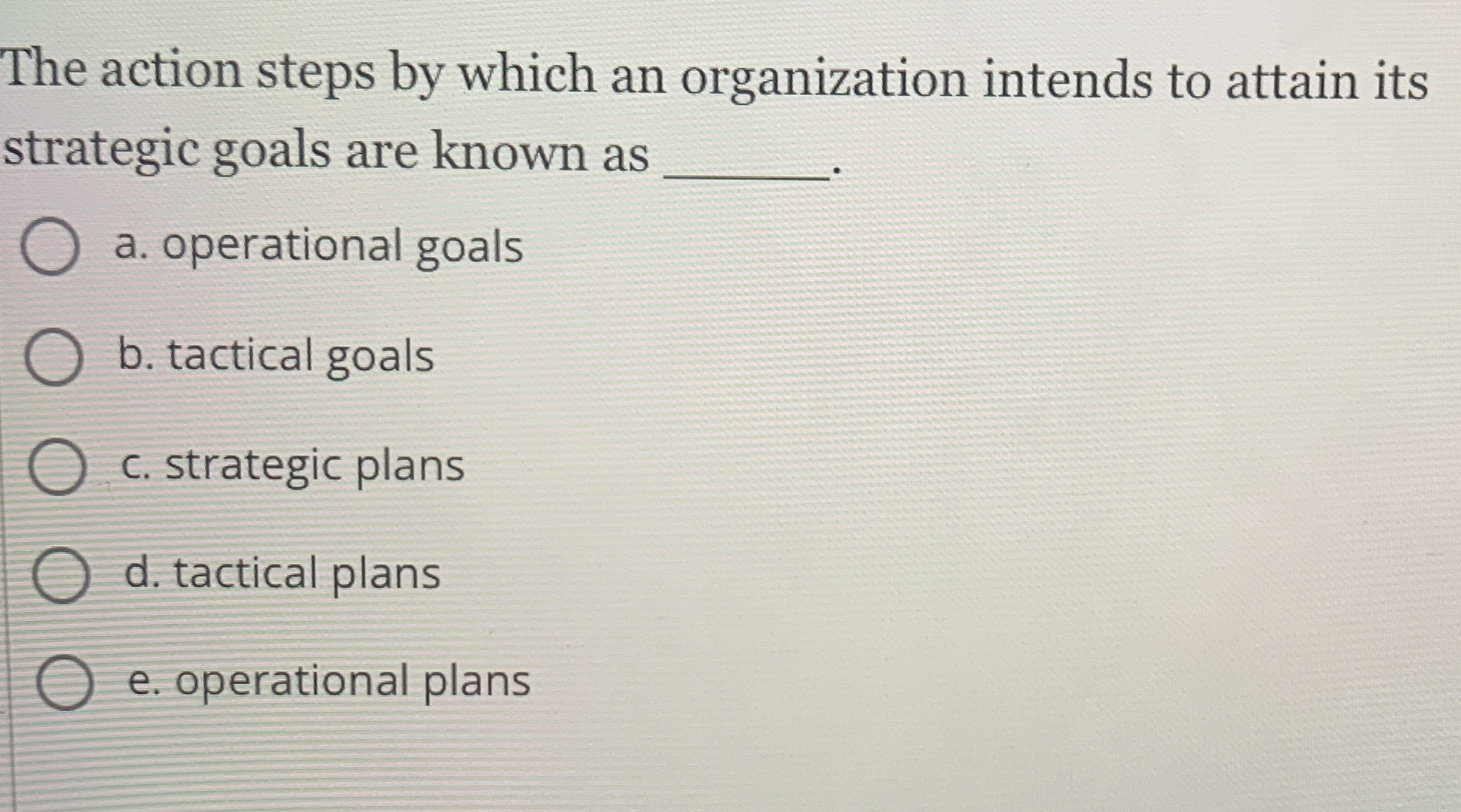  The action steps by which an organization intends to attain its