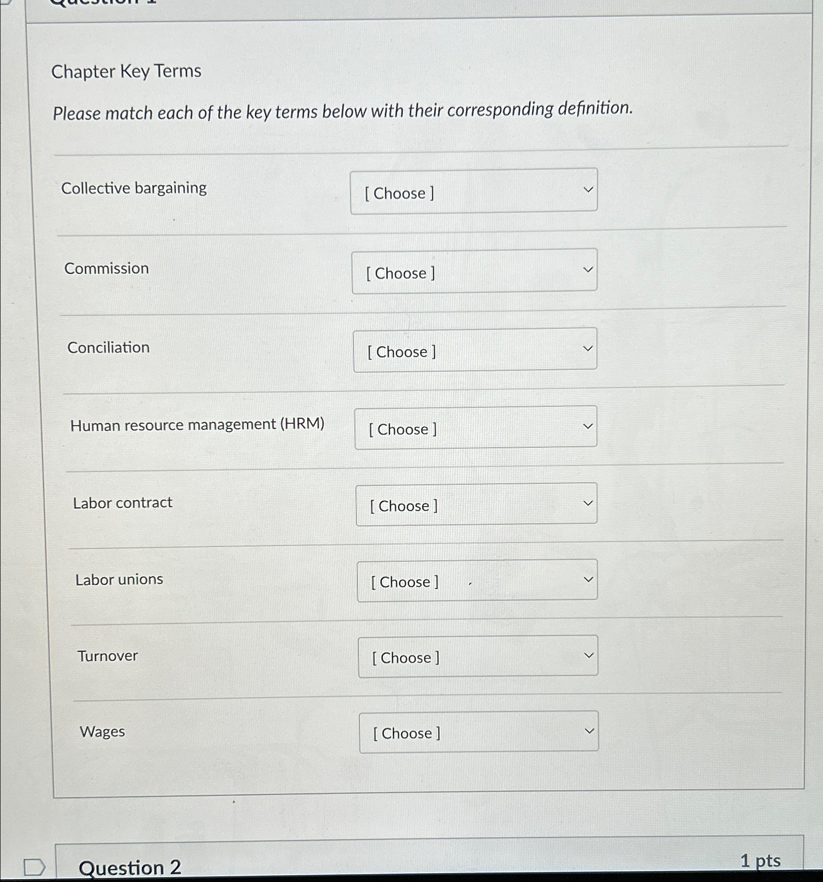  Chapter Key Terms Please match each of the key terms below