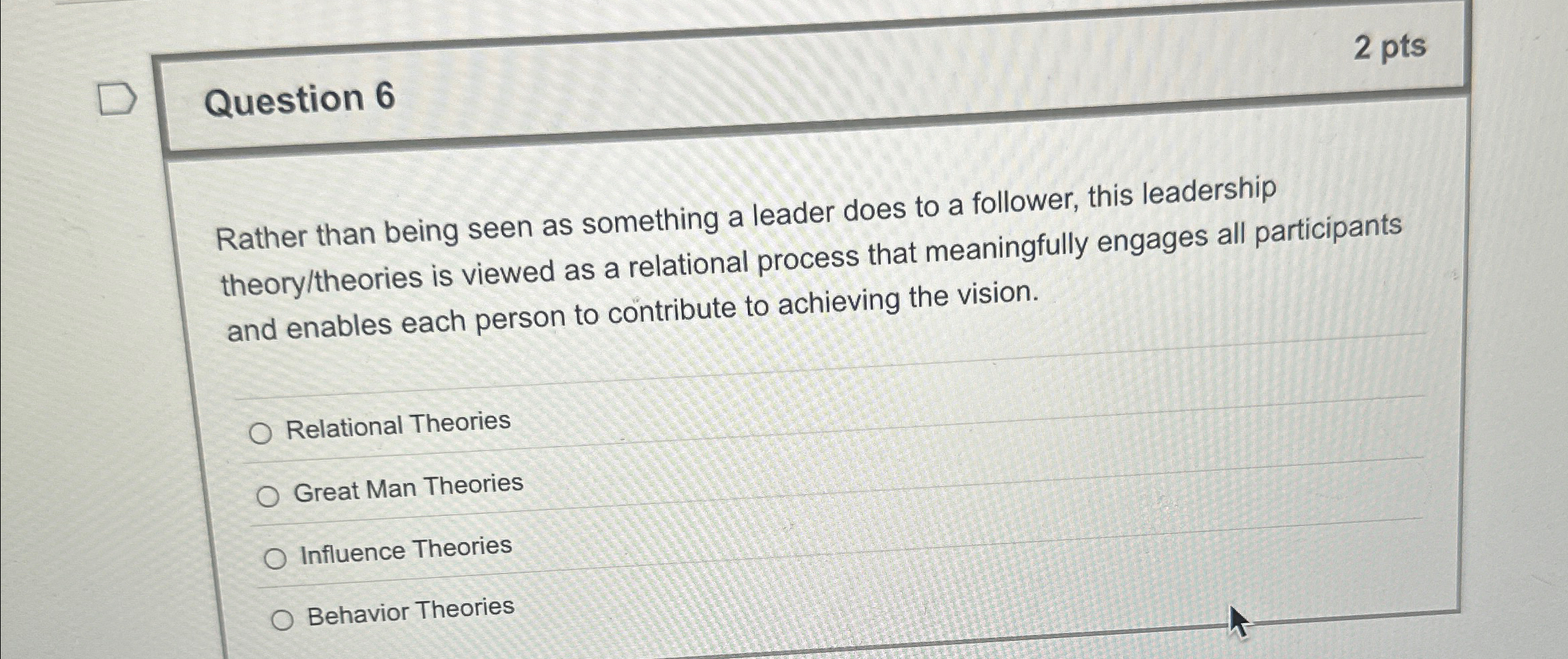  2 pts Question 6 Rather than being seen as something a