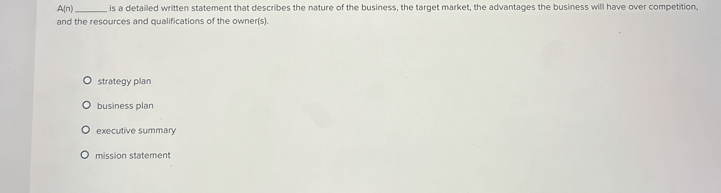  A(n) is a detailed written statement that describes the nature of