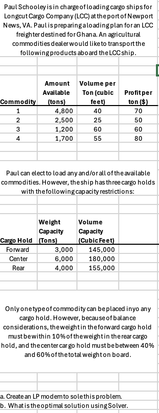  Please help me create the model for this in excel. Paul