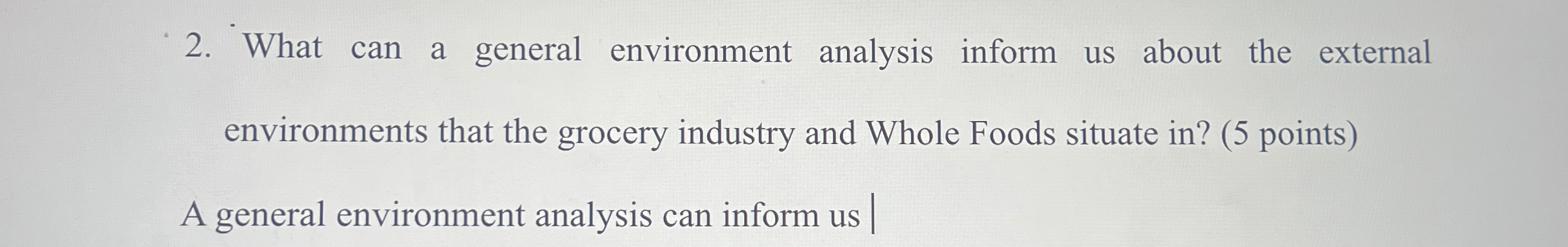  What can a general environment analysis inform us about the external