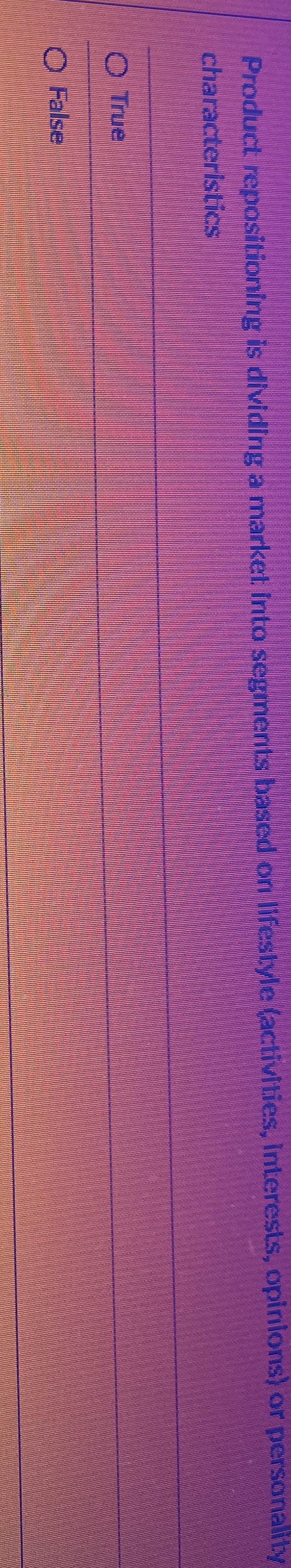  SecoProduct repositioning is dividing a market into segments based on lifestyle