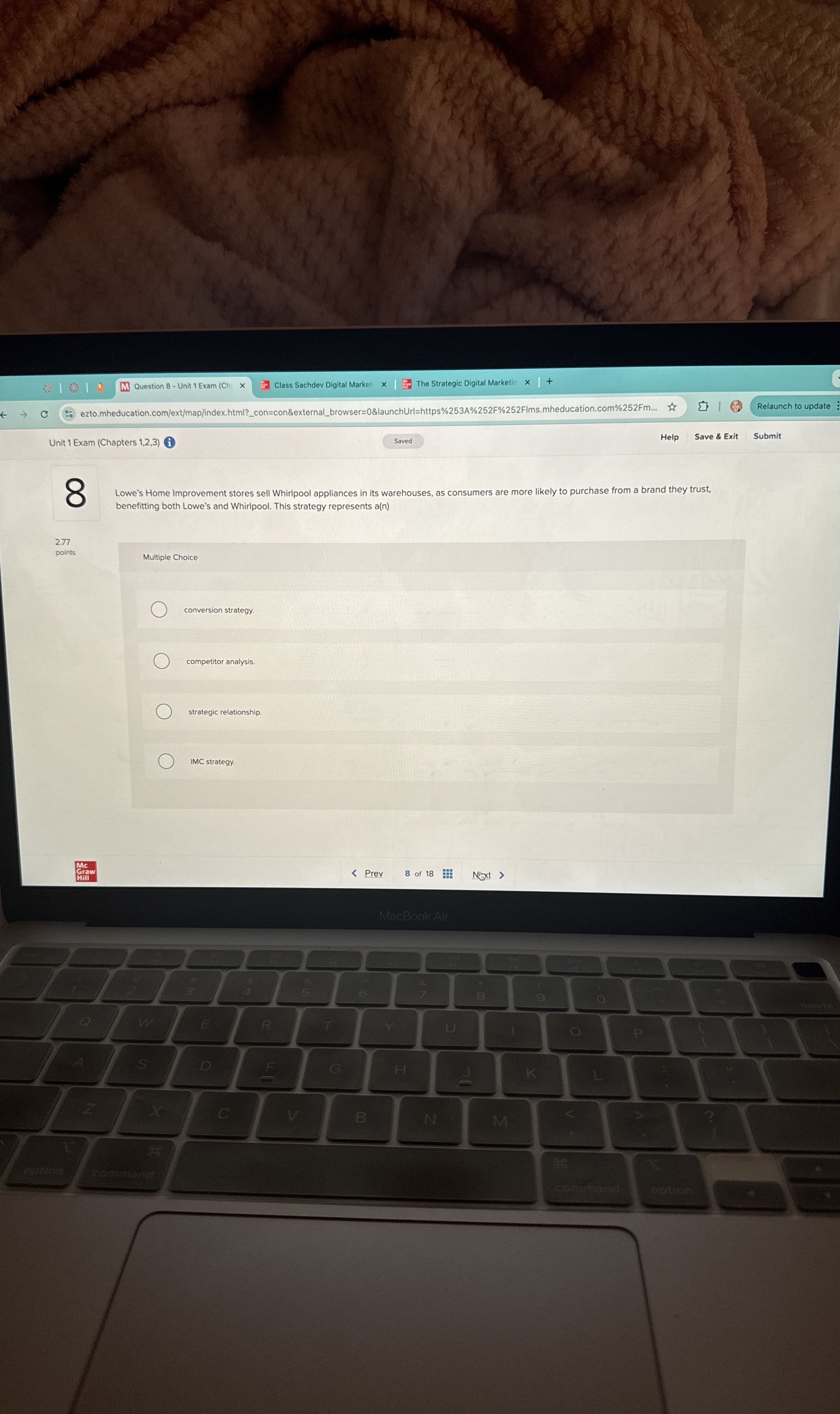  Relaunch to update Unit 1 Exam (Chapters 1,2,3) Saved Help Save