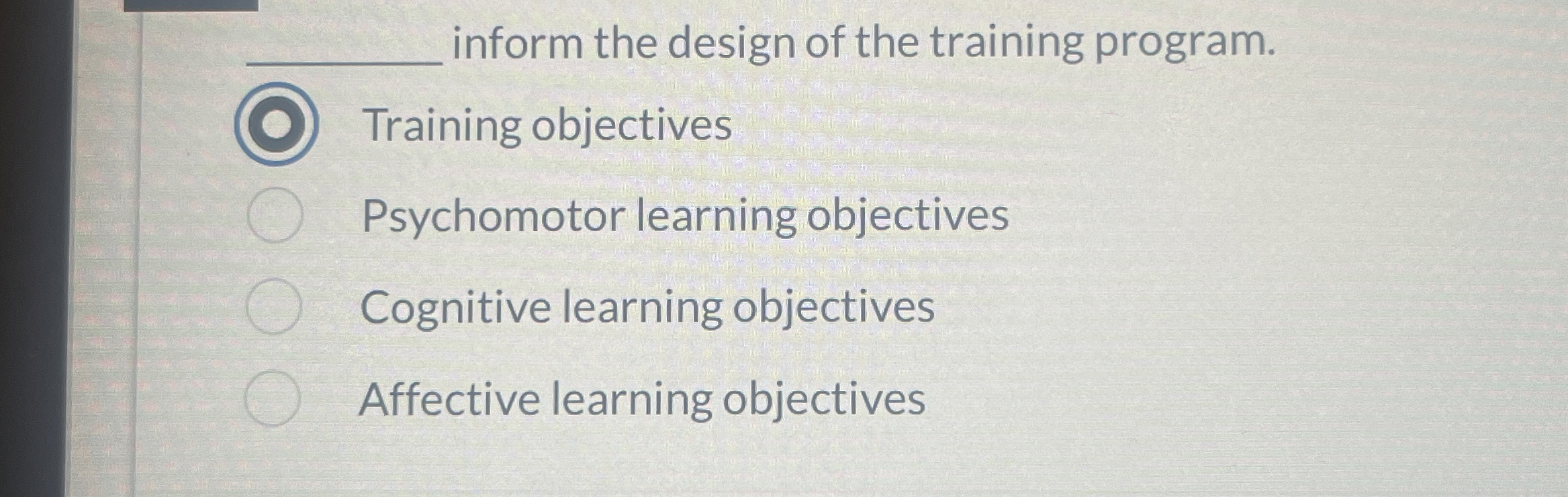  q, inform the design of the training program. Training objectives Psychomotor