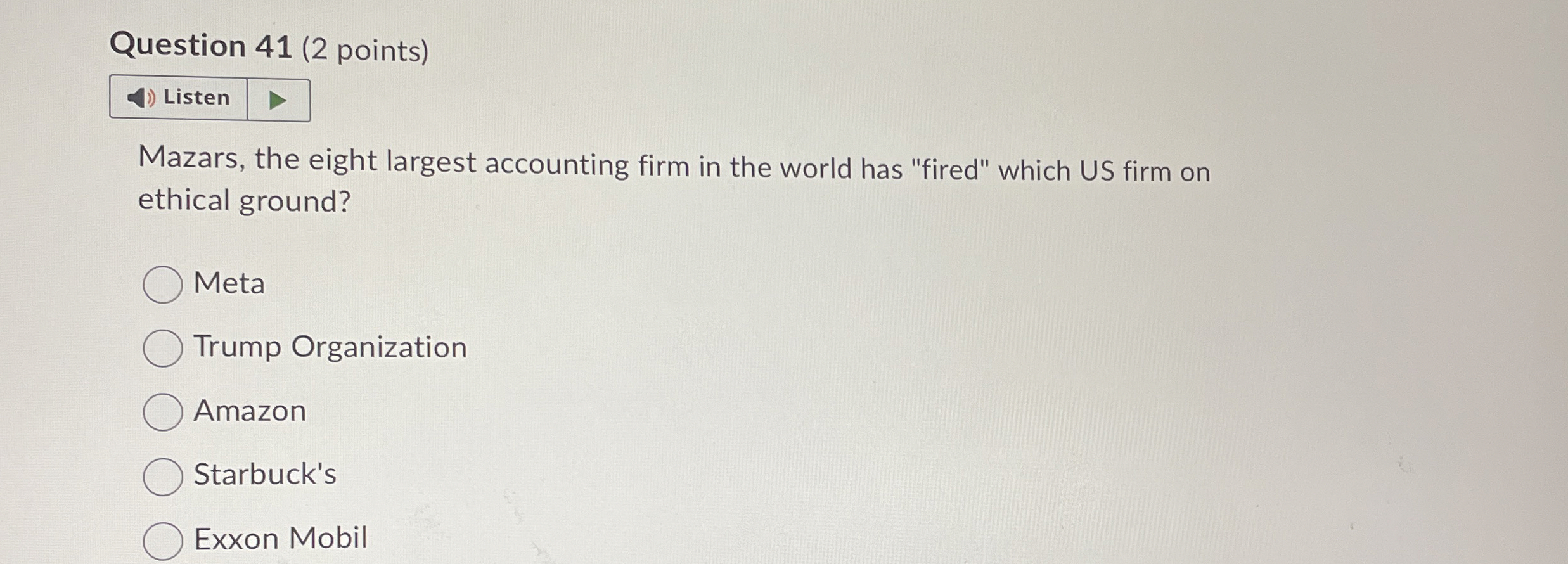  Question 41(2 points) Listen Mazars, the eight largest accounting firm in