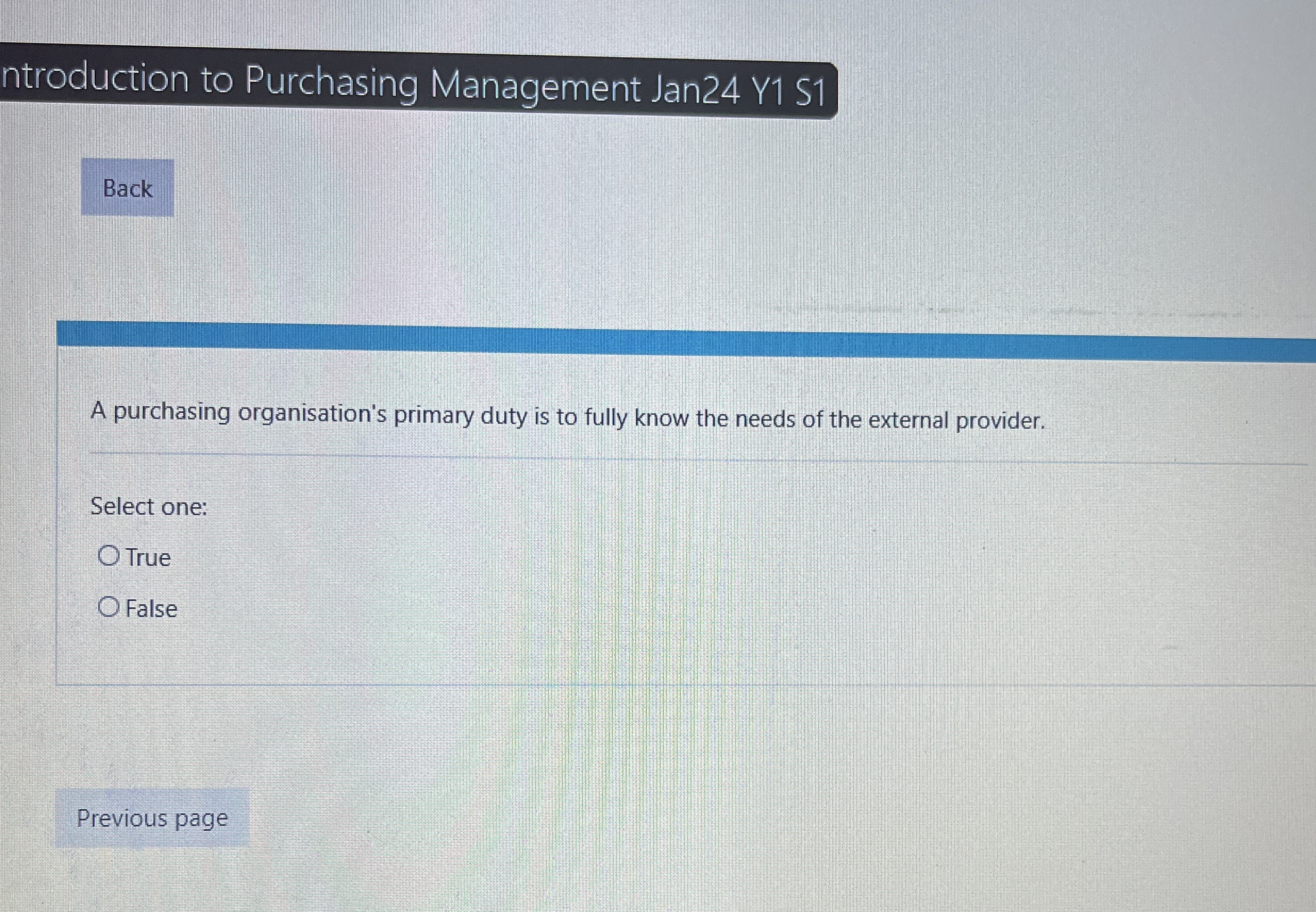  ntroduction to Purchasing Management Jan24 Y1 S1 A purchasing organisation's primary