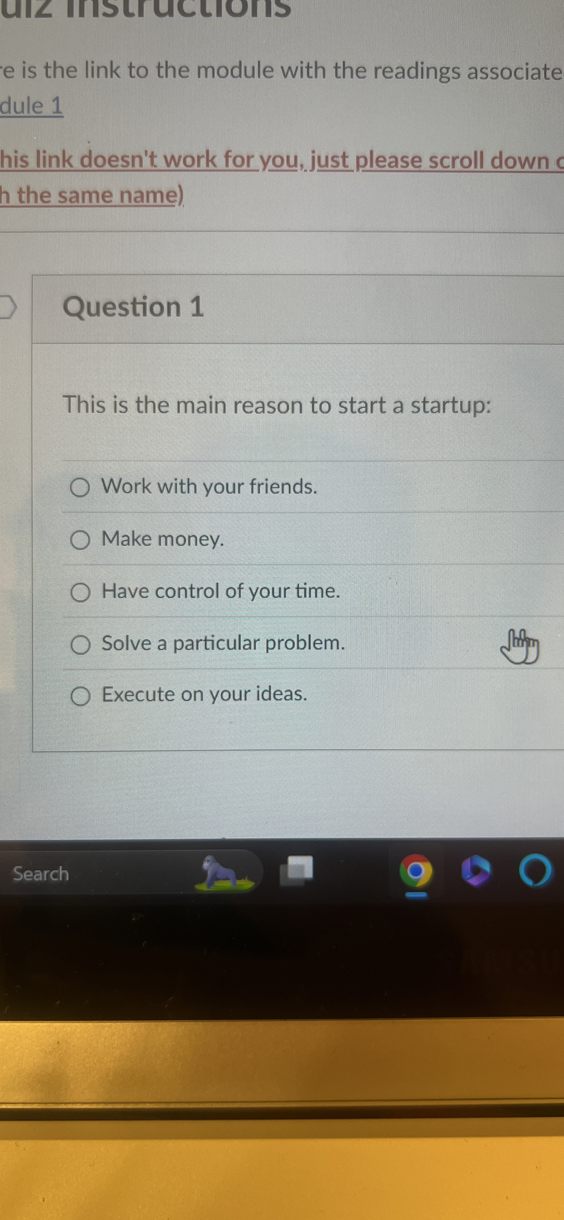  e is the link to the module with the readings associate
