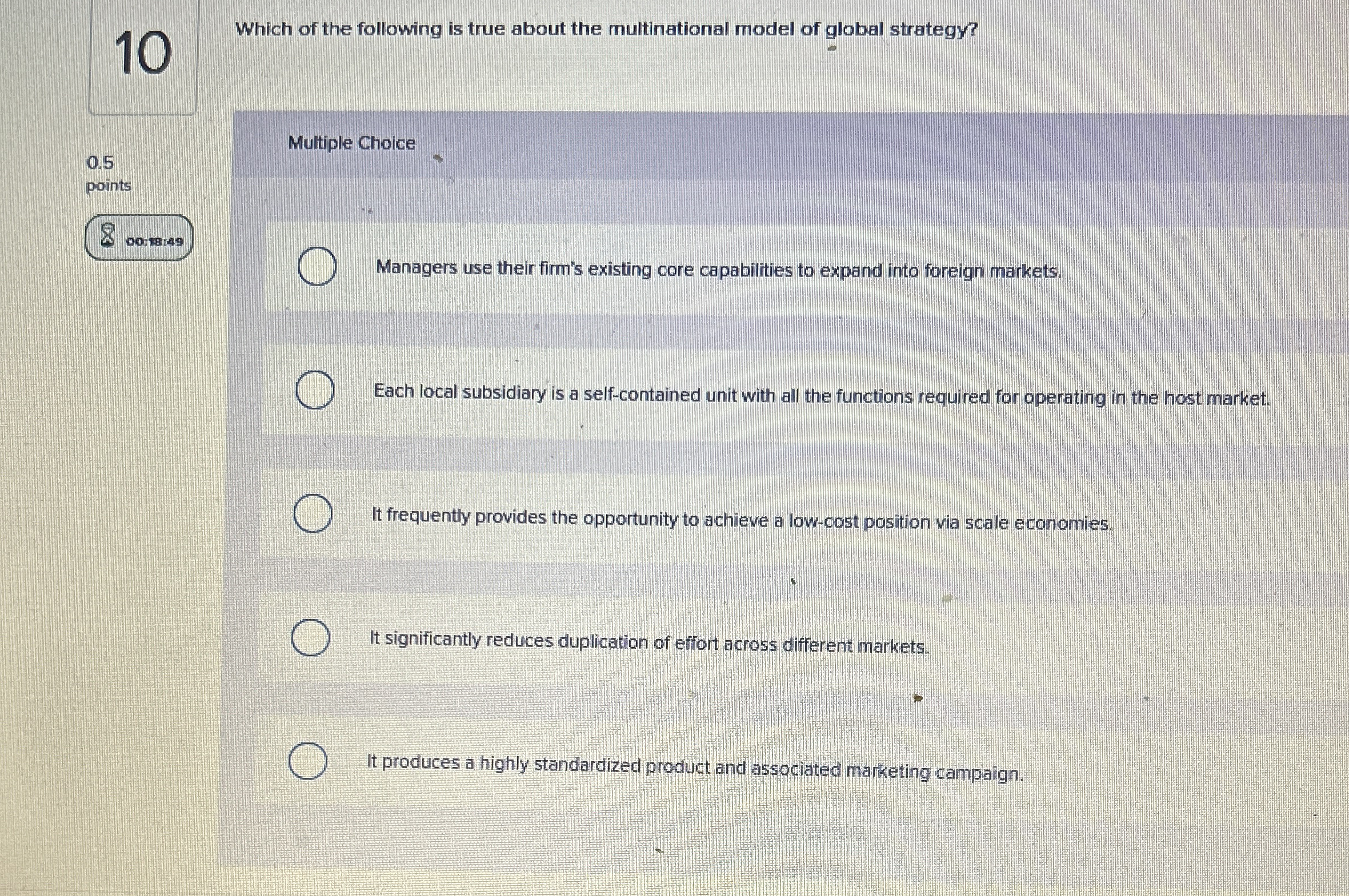  Multiple Choice Managers use their firm's existing core capabilities to expand