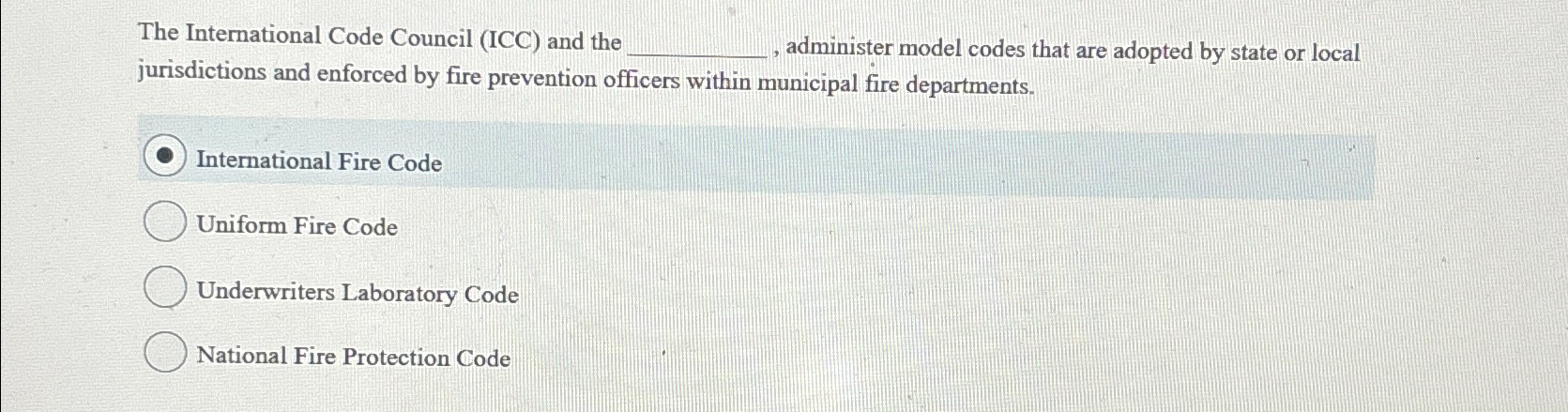  The International Code Council (ICC) and the q,, administer model codes