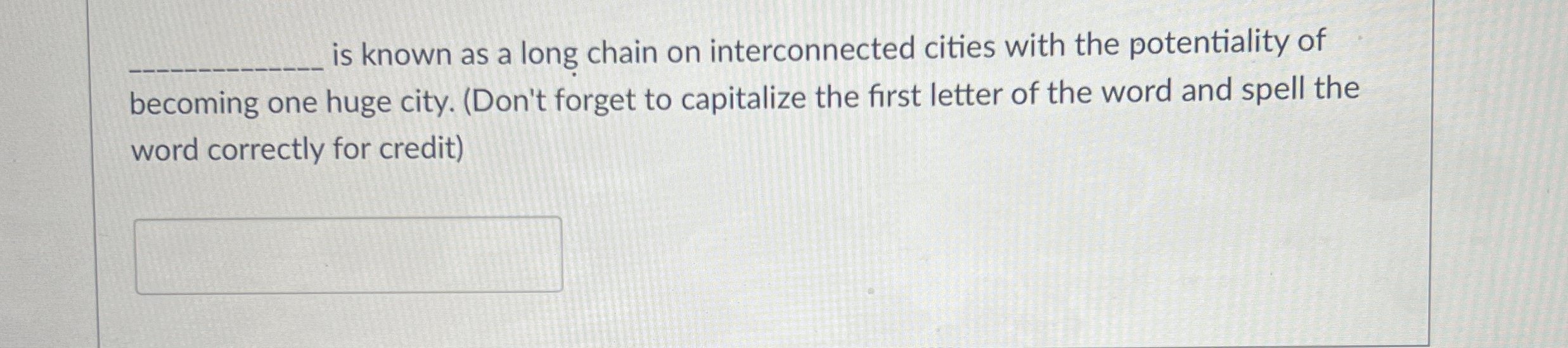  is known as a long chain on interconnected cities with the