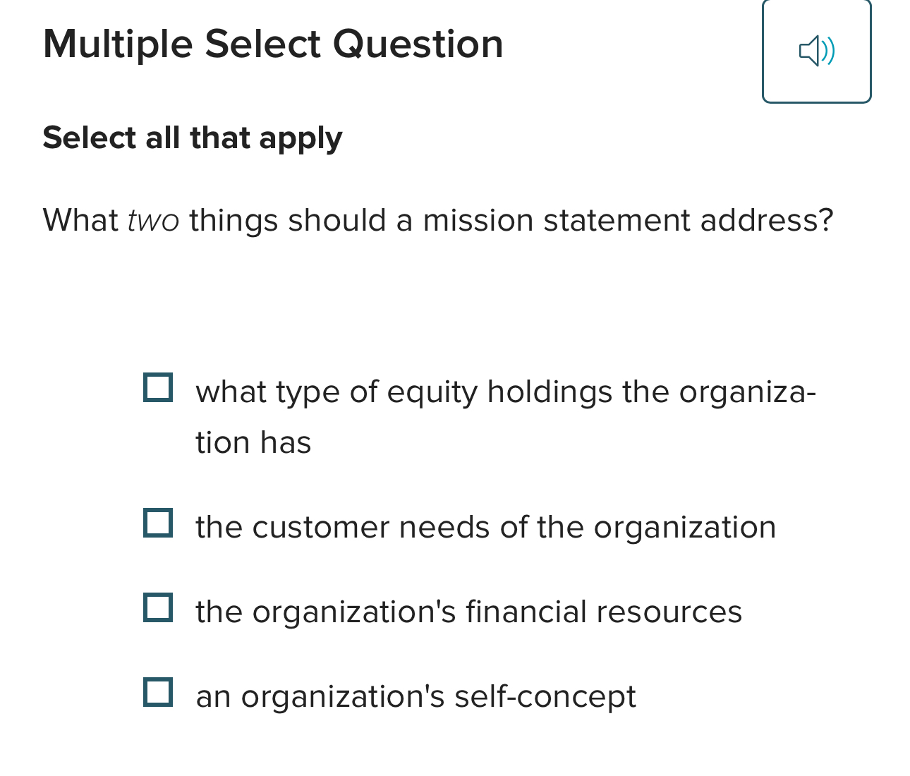  Multiple Select Question Select all that apply What two things should
