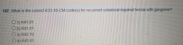  What is the correct ICD-10-CM code(s) for recurrent unilateral inguinal hernia