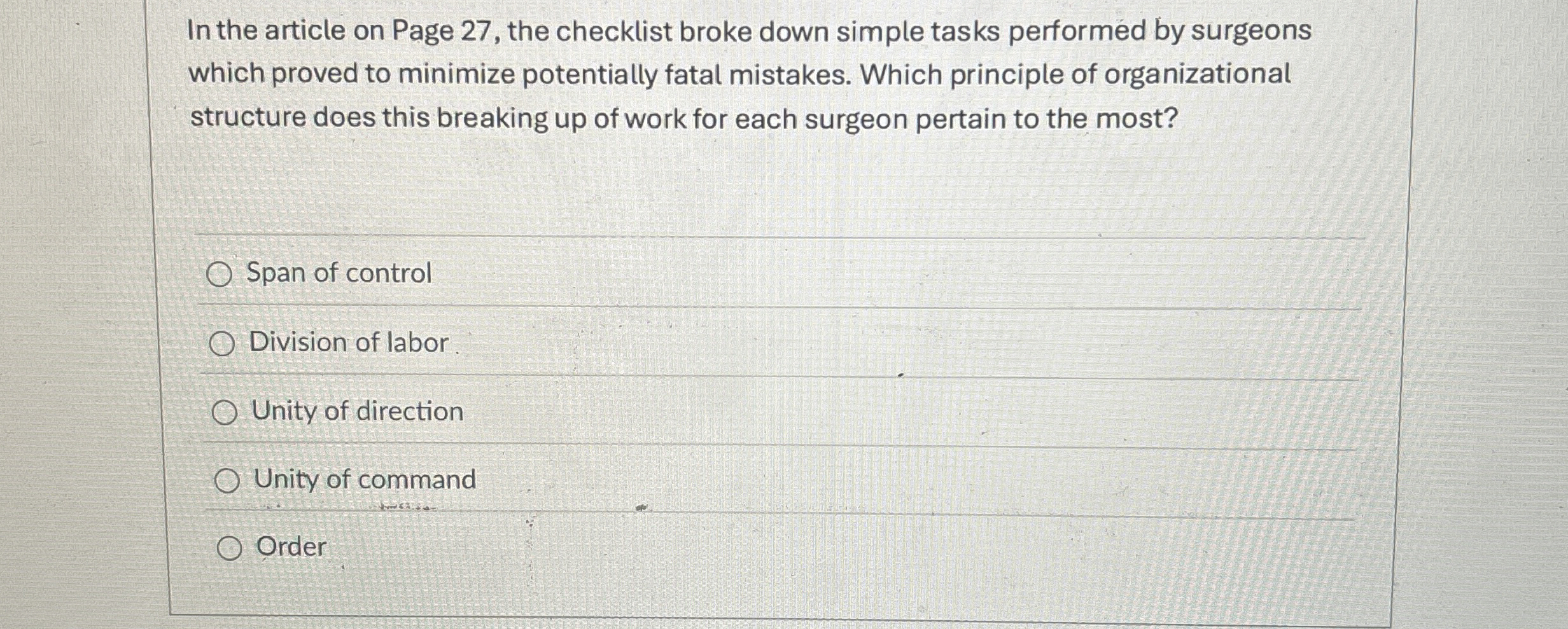  In the article on Page 27, the checklist broke down simple