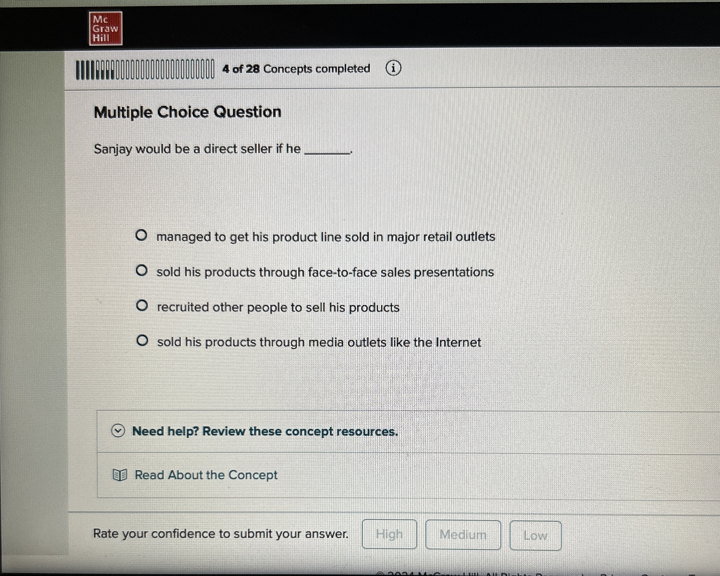  Multiple Choice Question Sanjay would be a direct seller if he