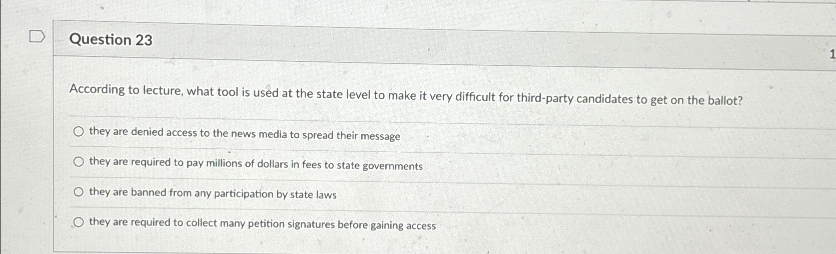  Question 23 According to lecture, what tool is used at the