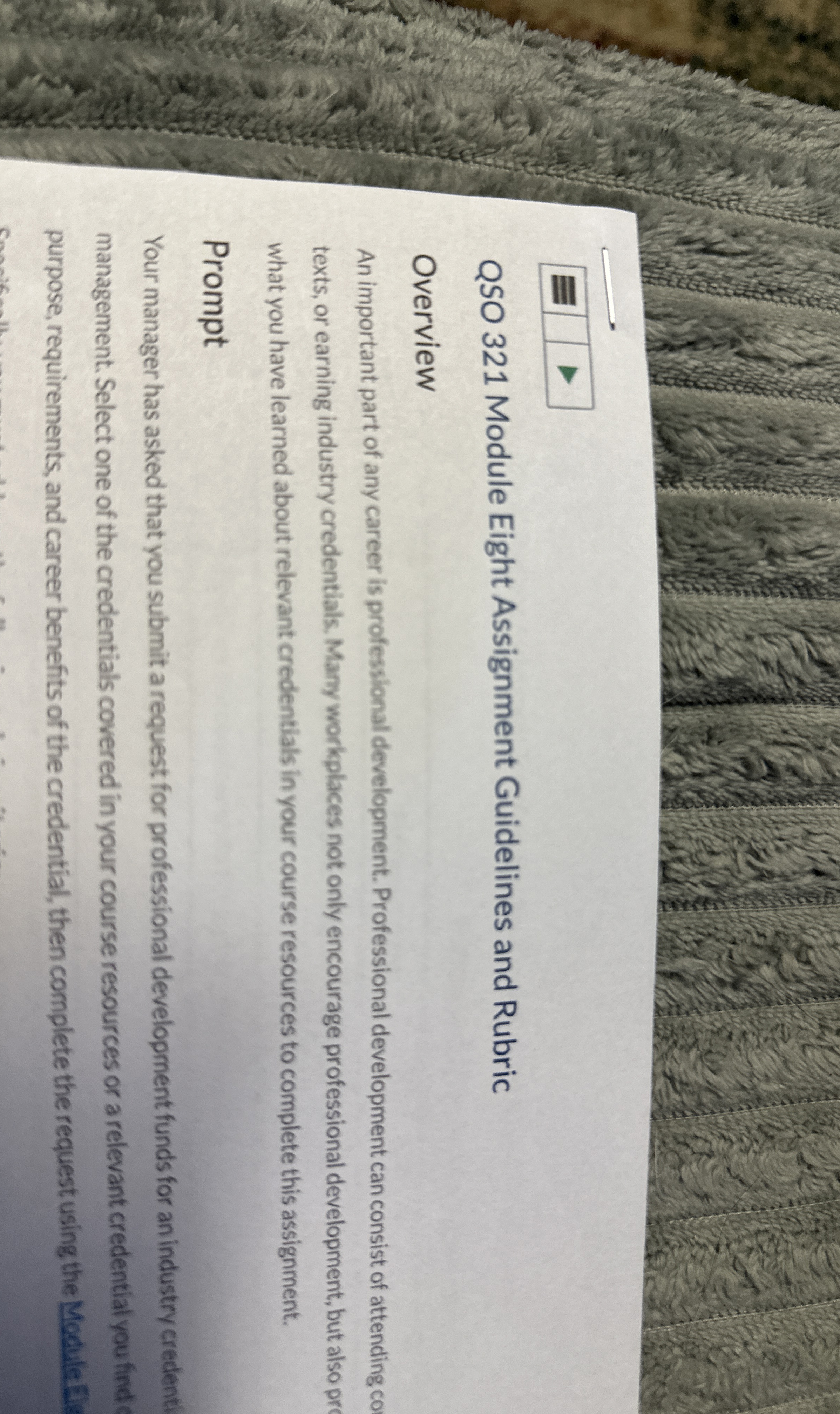  QSO 321 Module Eight Assignment Guidelines and Rubric Overview An important