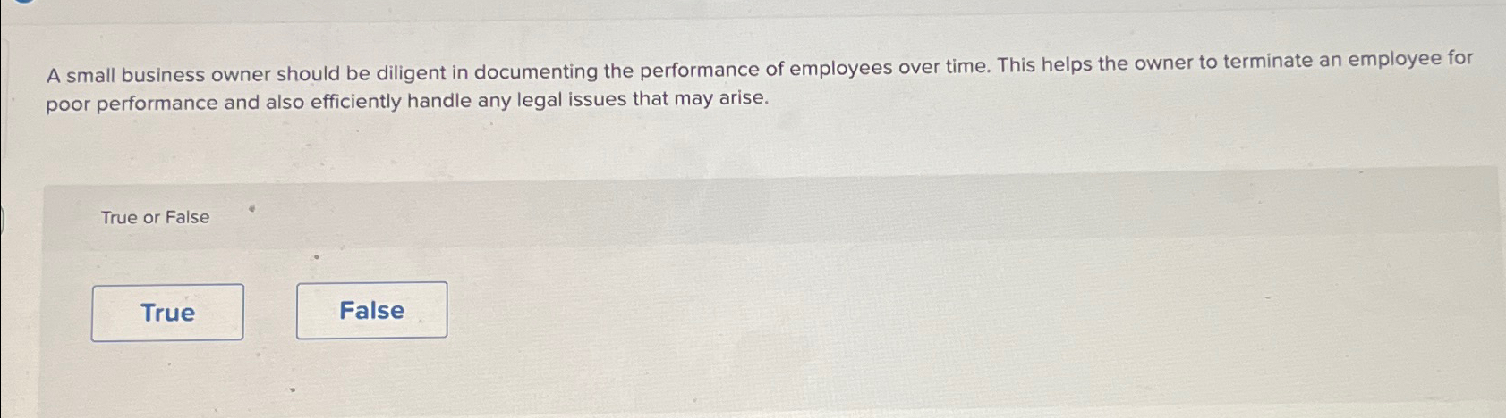  A small business owner should be diligent in documenting the performance